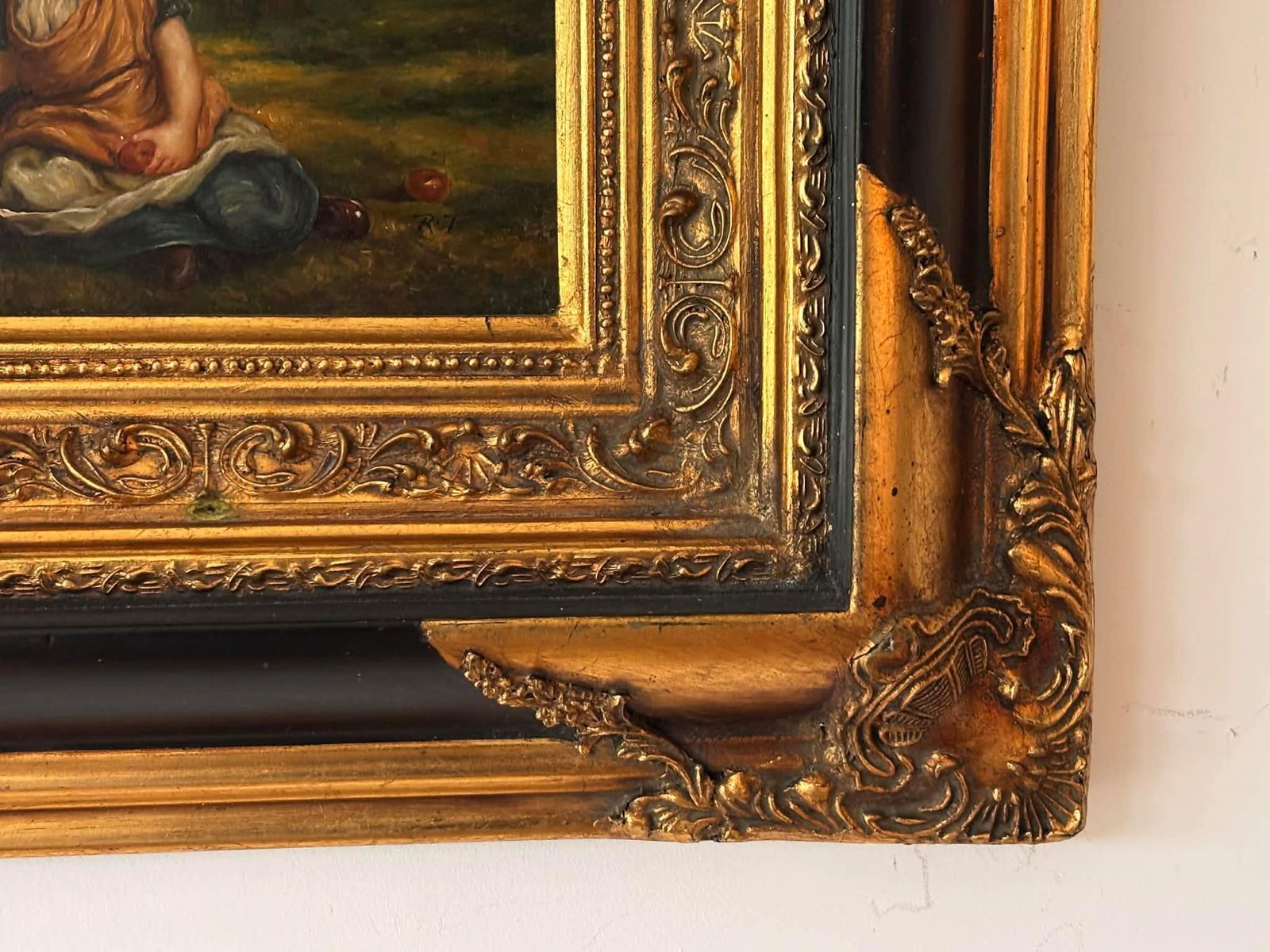 Vintage Framed Oil Painting Of A Girl – Signed Rt – Biggs & Sons Frame photo vinterior
