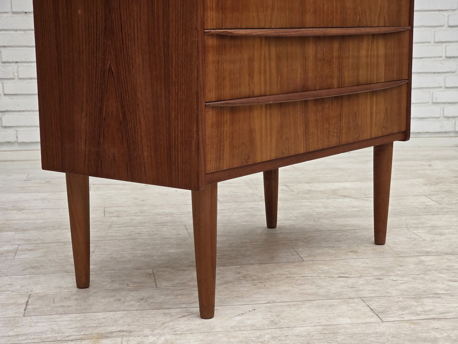 1970s, Danish Chest Of Drawers With A Folding Mirror, Teak Wood. photo Furniture