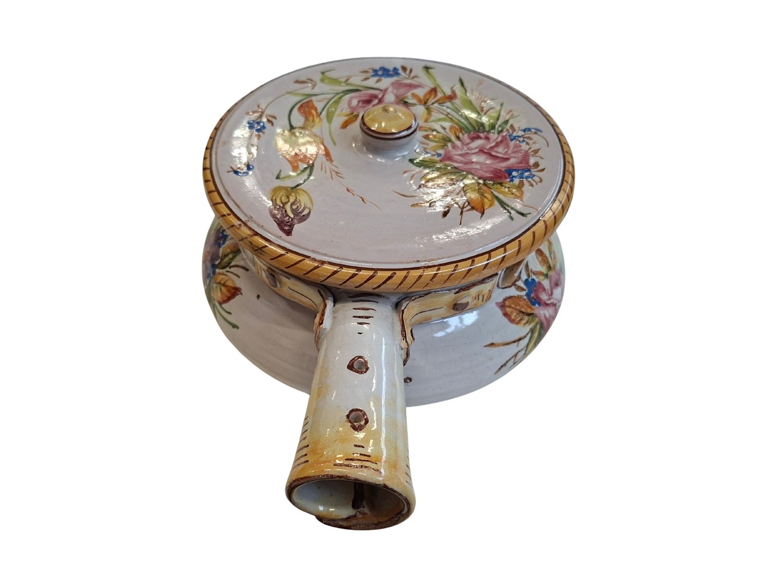 Scaldino In Ceramica Dipinto A Mano – Stile Deruta – Vintage Da Collezione photo vintage