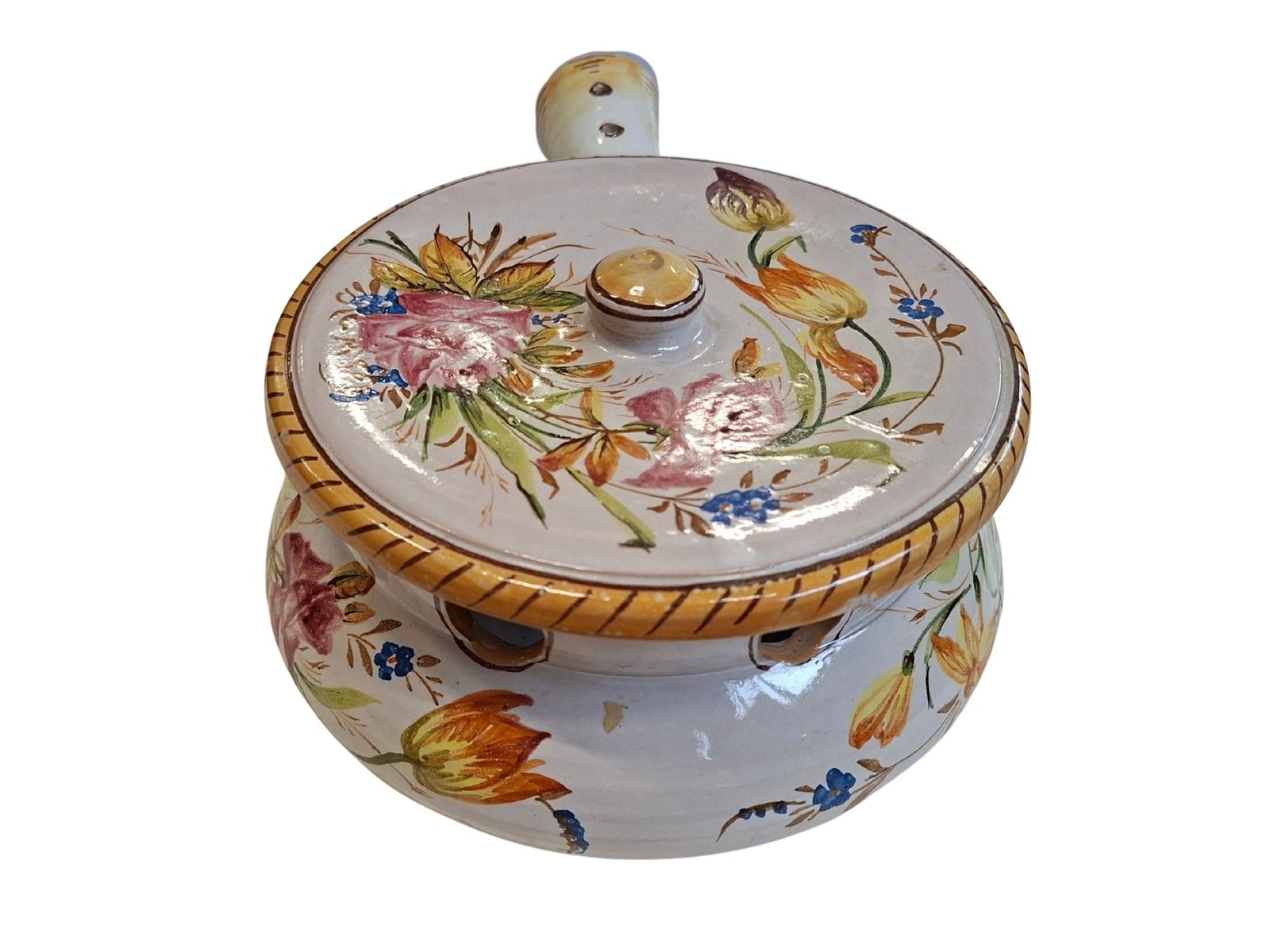 photo furniture Scaldino In Ceramica Dipinto A Mano – Stile Deruta – Vintage Da Collezione