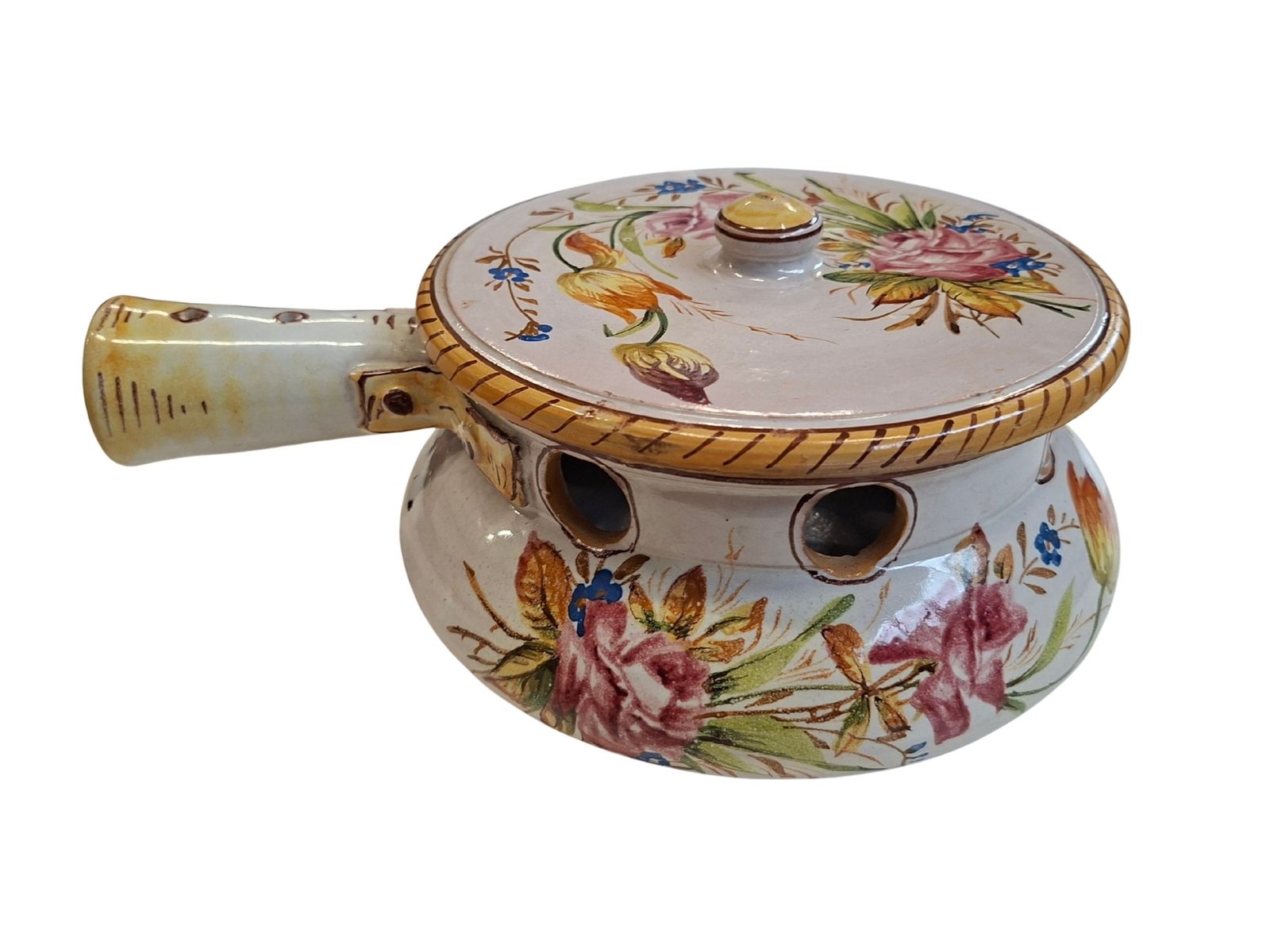 photo for sale Scaldino In Ceramica Dipinto A Mano – Stile Deruta – Vintage Da Collezione