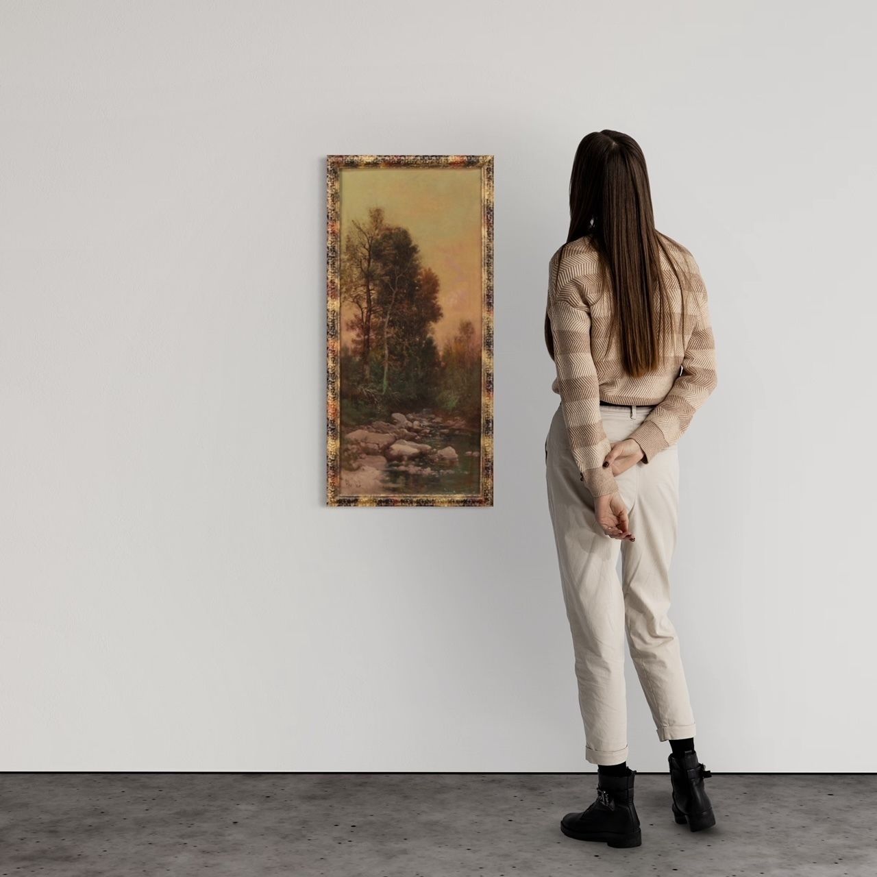 1100.0 Tableau signé, paysage, huile sur toile, XIXe siècle photo