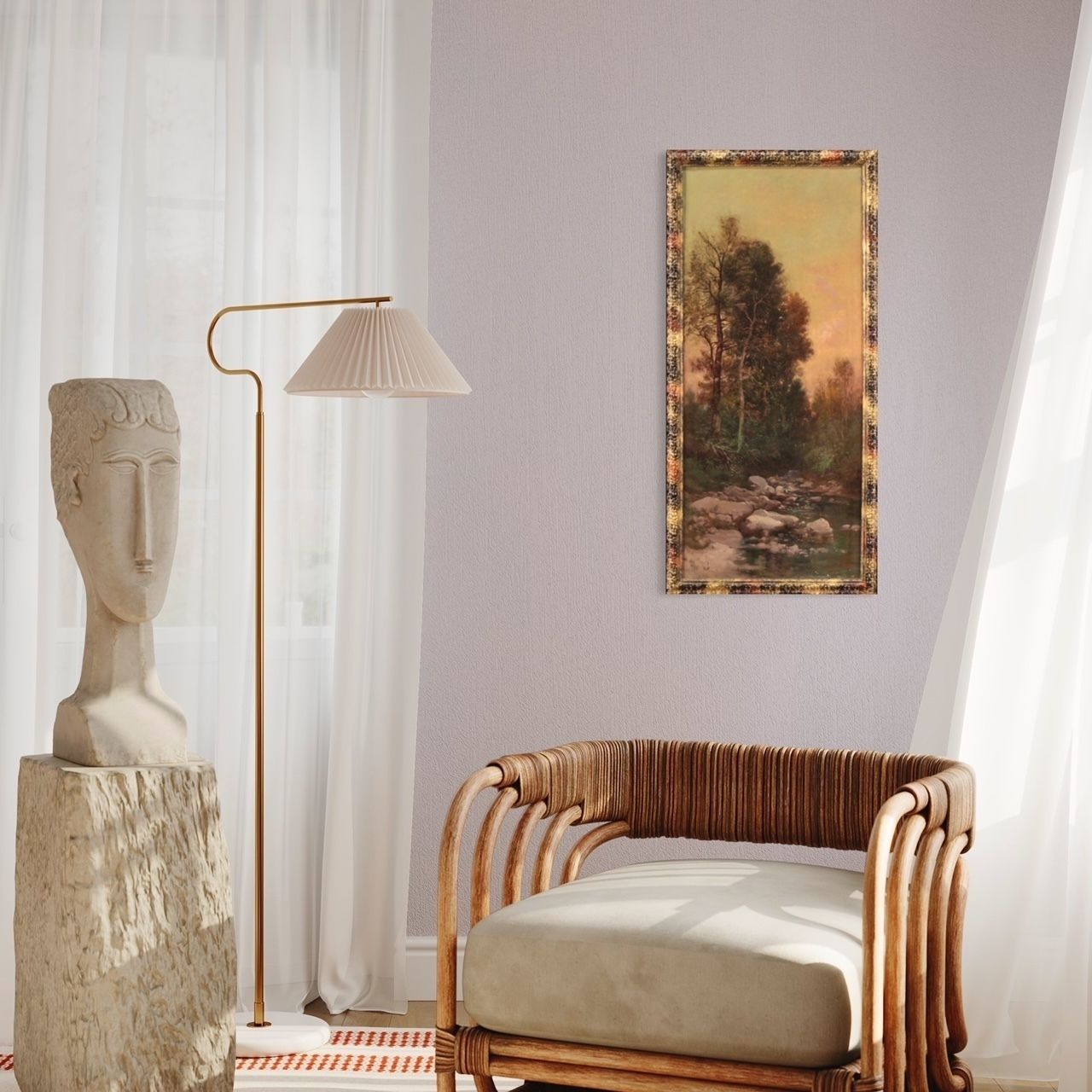 photo vintage Tableau signé, paysage, huile sur toile, XIXe siècle