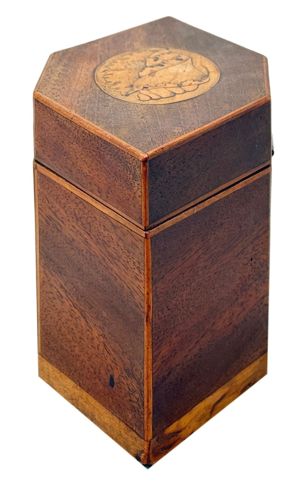 Georgian Hexagonal Shaped Mahogany Tea Caddy 18th Century (England, Circa 1790) photo furniture