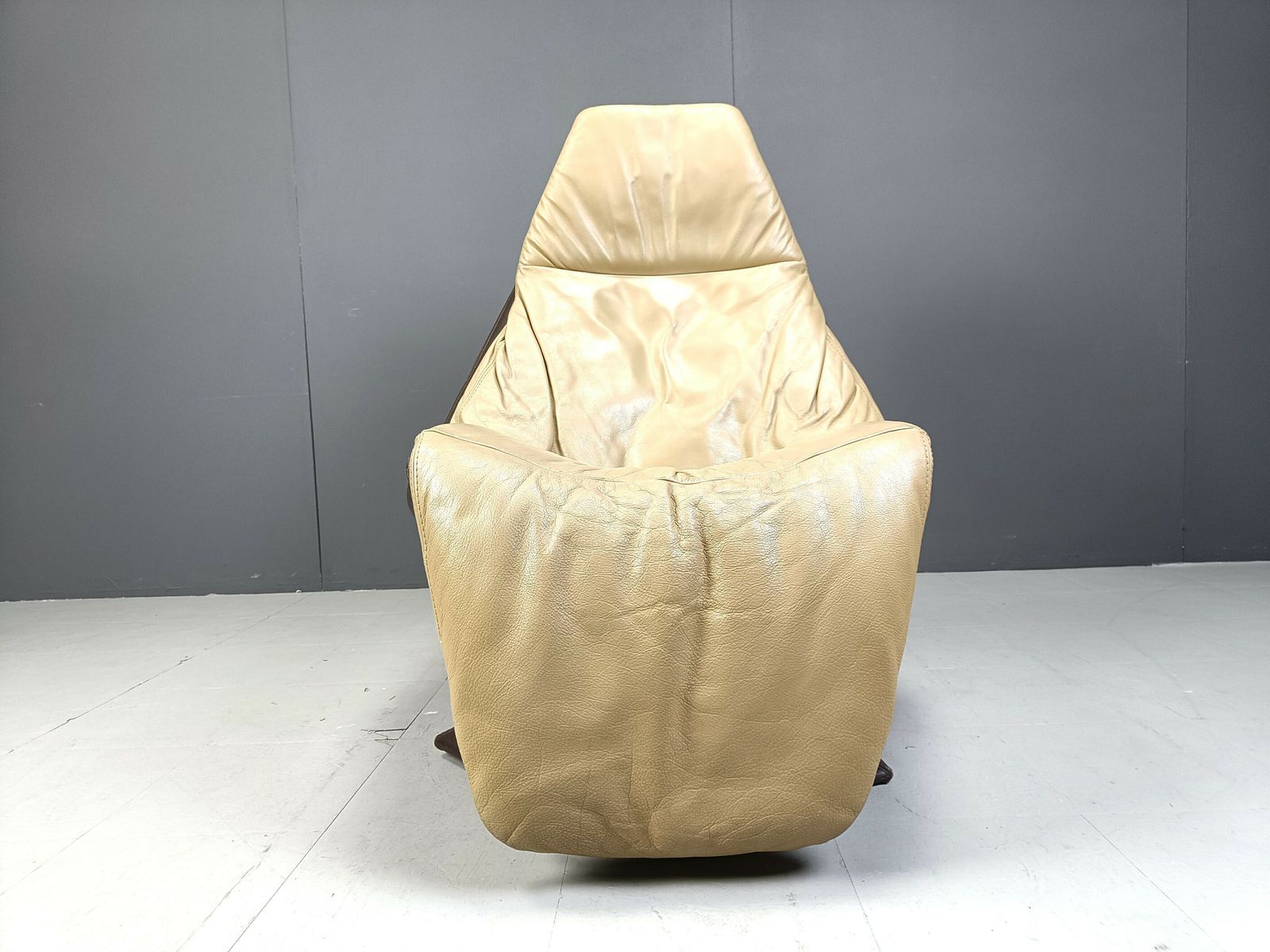 Vintage Leather Swivel Chair With Ottoman, 1970s