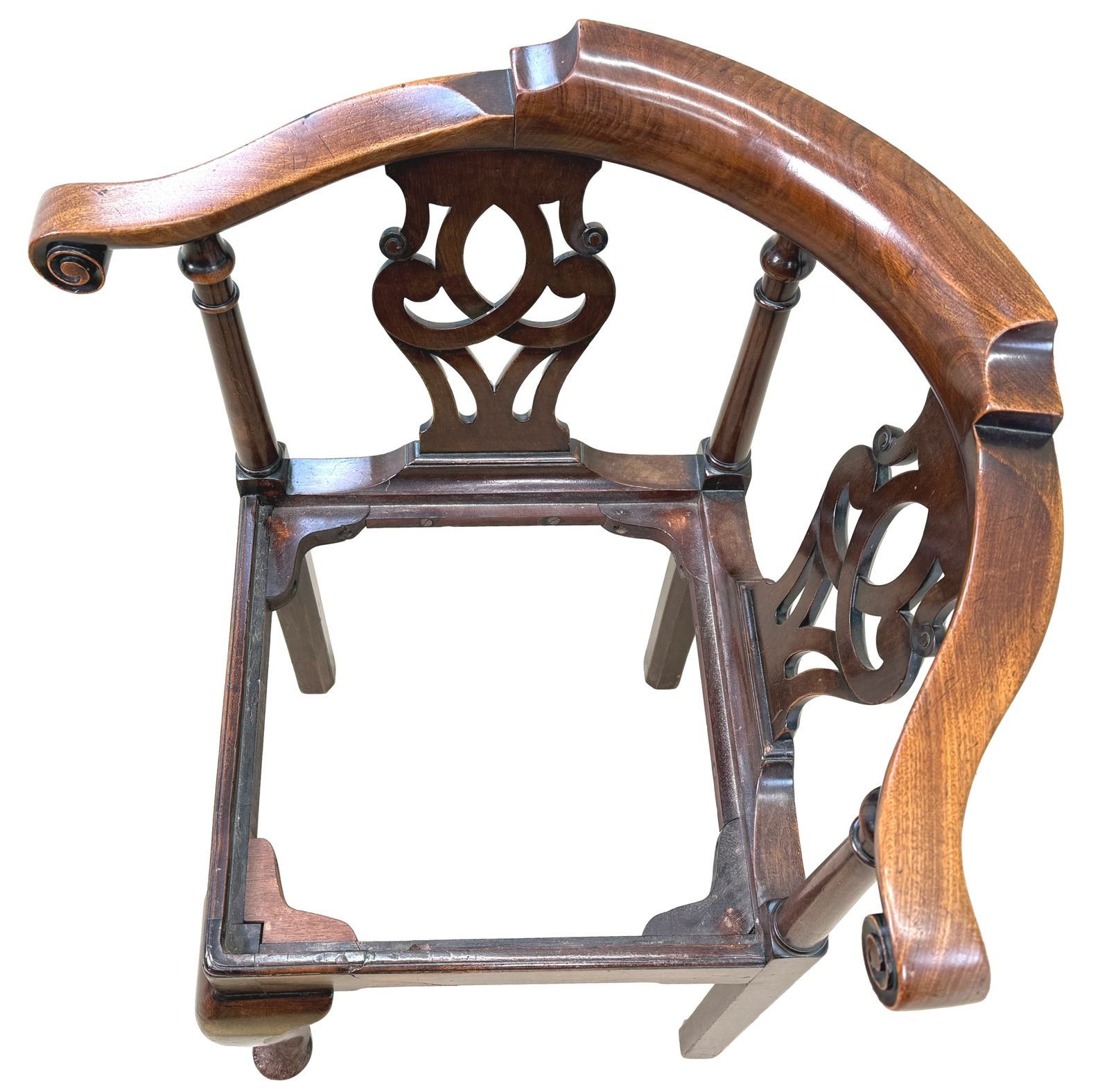 Furniture Georgian 18th Century Walnut Corner Armchair (England, Circa 1750) photo