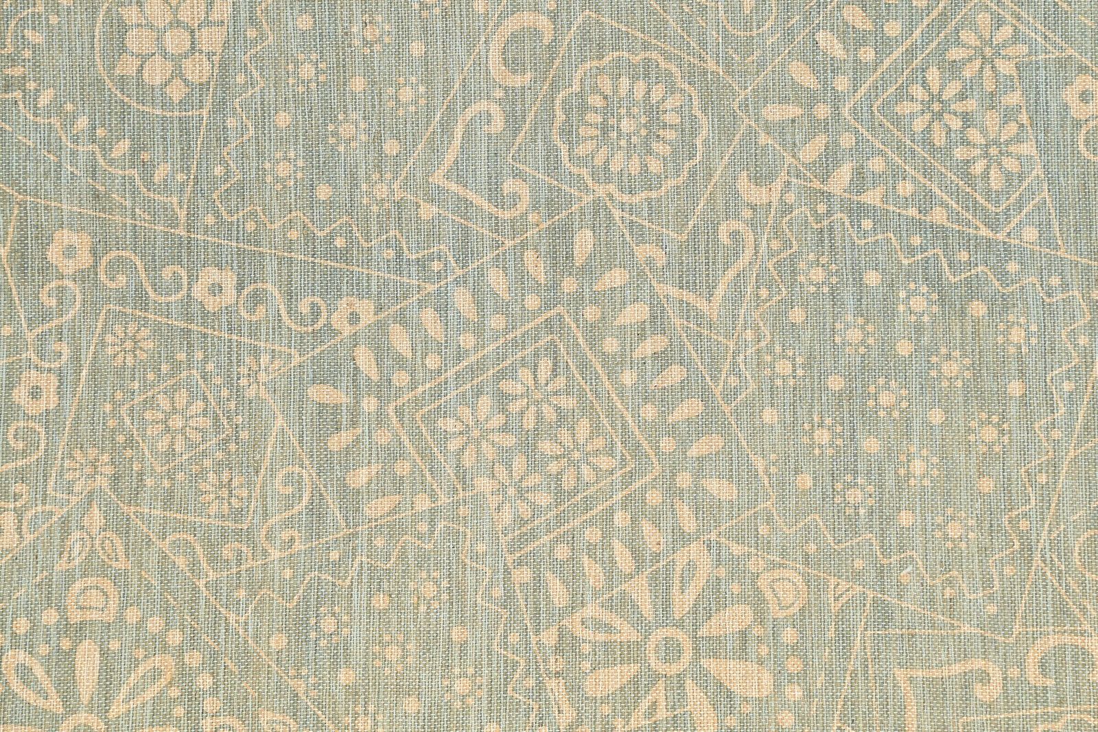 Printed Mandala Dhurrie Rug: 5x8 Rajasthani Beige Grayish Cotton Rug photo for sale