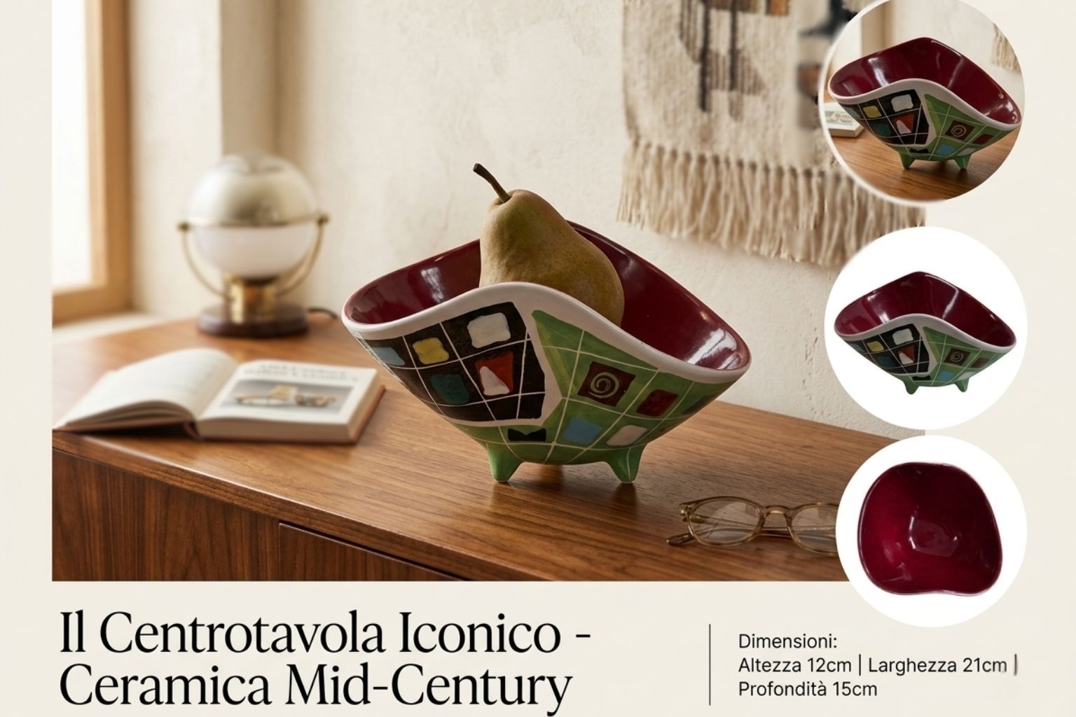 Ciotola Deruta Italy Anni '50 – Mid Century Modern – Ceramica D'autore Geometrica photo furniture