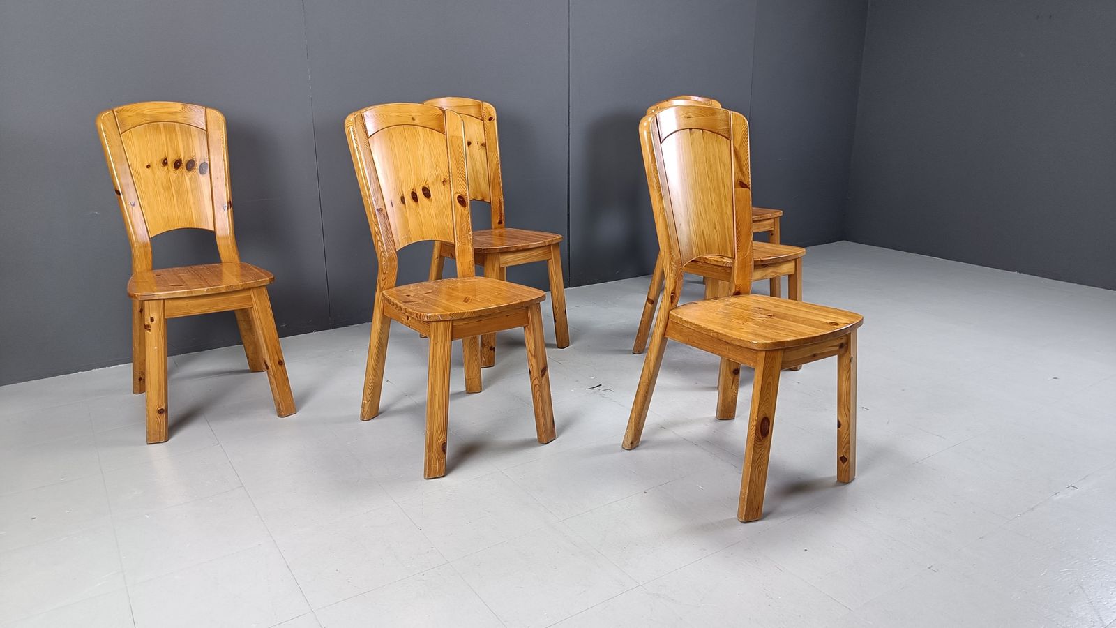 Vintage Pine Wood Dining Chairs   1970s photo buy