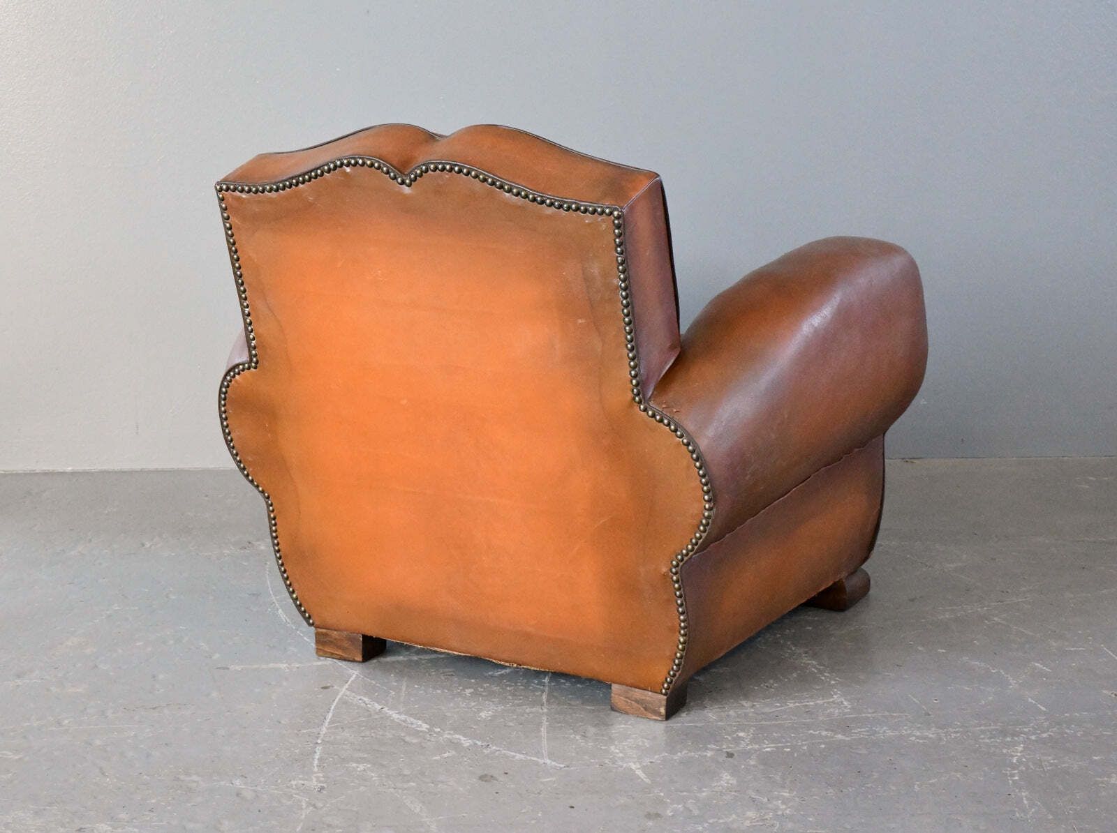 French Moustache Backed Art Deco Leather Armchair Circa 1920s photo vinterior