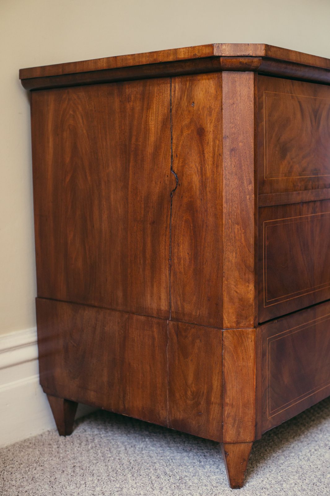 19th Century Biedermeier Walnut Chest Of Drawers With Canted Corners photo vintage