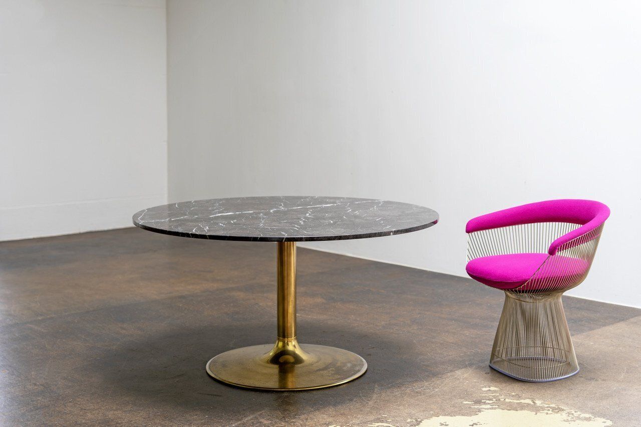 Scandinavian Marble And Brass Table By Börje Johanson, 1960s photo buy