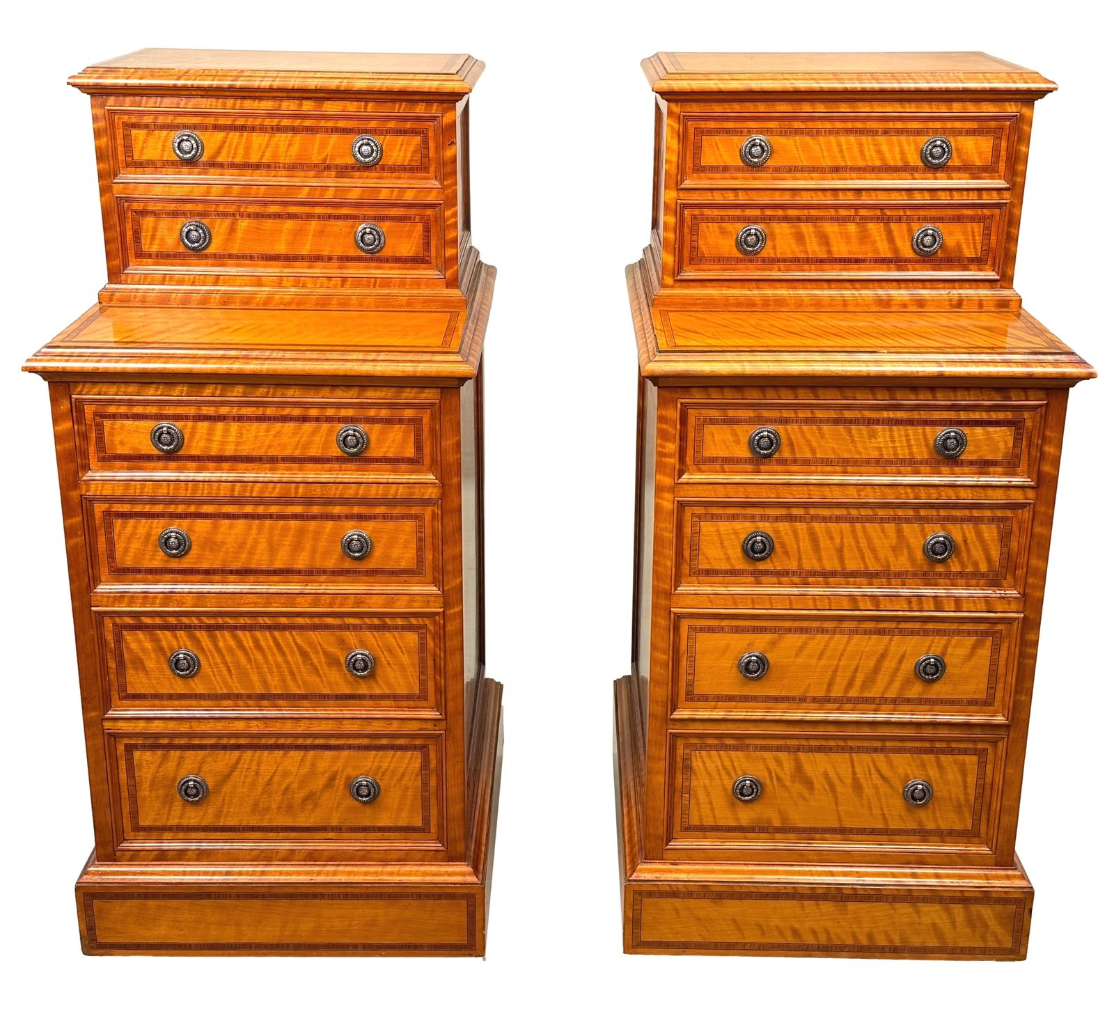 6500.0 Paire de commodes de chevet en bois de satiné, XIXe siècle (Angleterre, vers 1890) photo