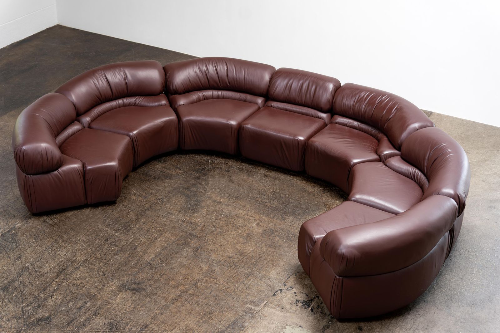 Large 7 Piece Sofa "Cosmos" Ds 28 By Ulbald Klug & De Sede, Brown Leather, 1970s