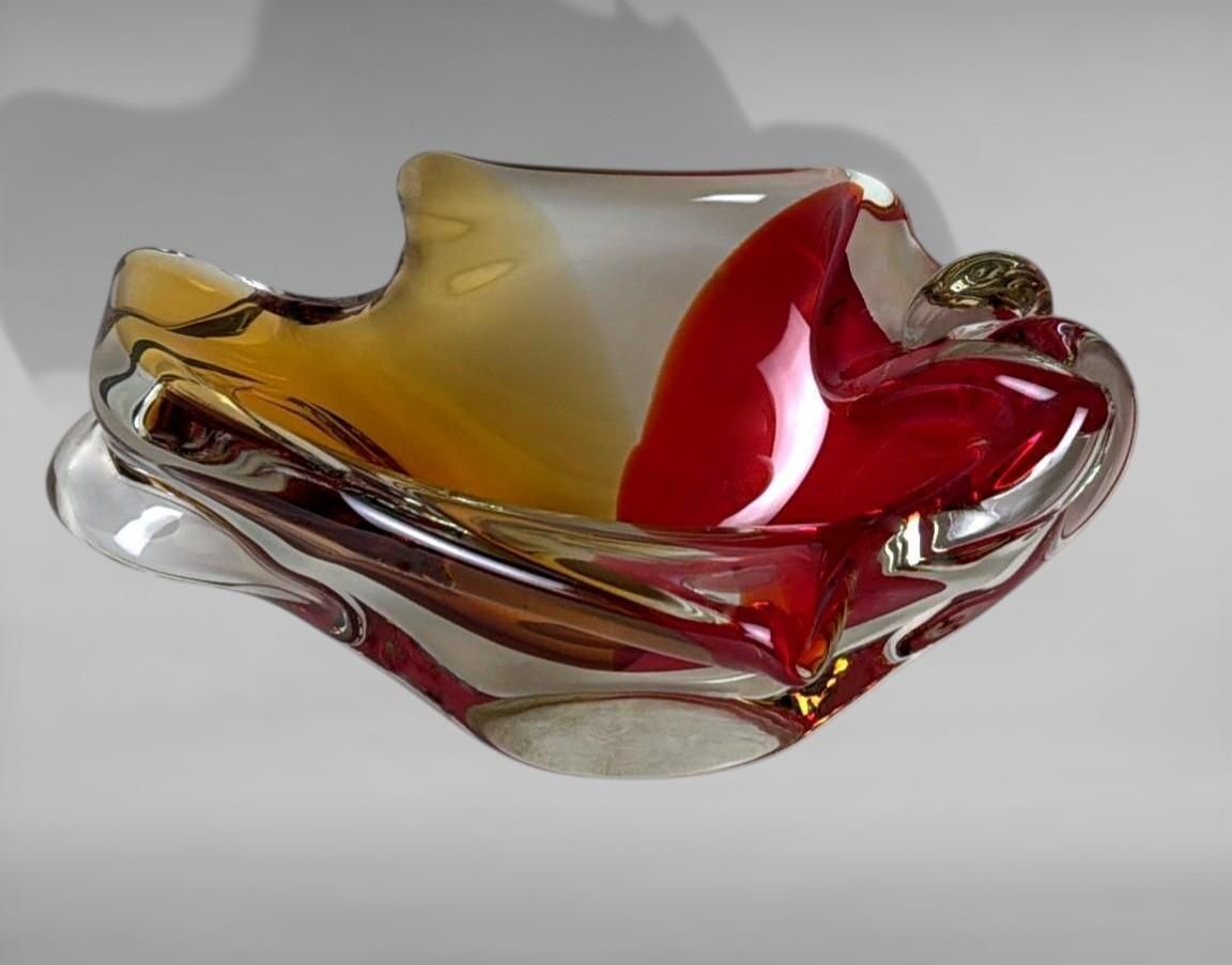 Murano Sommerso Glass Centerpiece, Multicolored Italian Art Glass photo vinterior