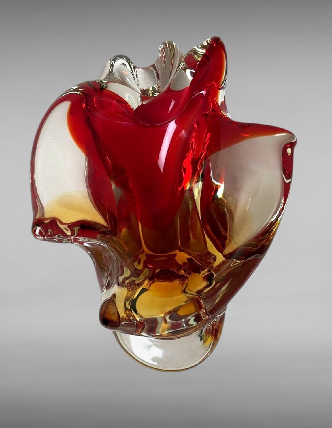 photo for sale Murano Sommerso Glass Centerpiece, Multicolored Italian Art Glass