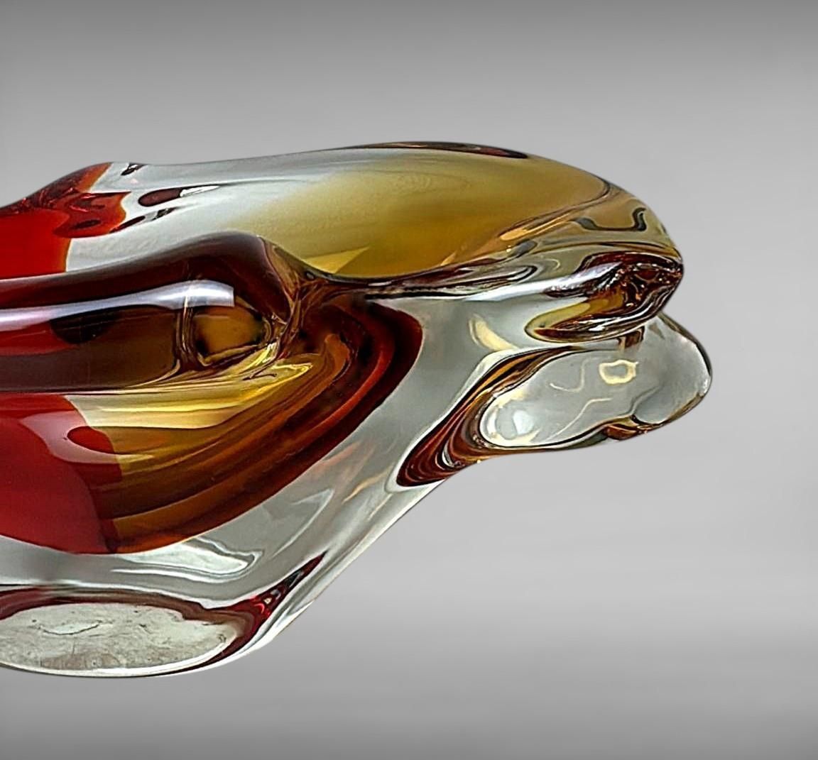 photo vinterior Murano Sommerso Glass Centerpiece, Multicolored Italian Art Glass