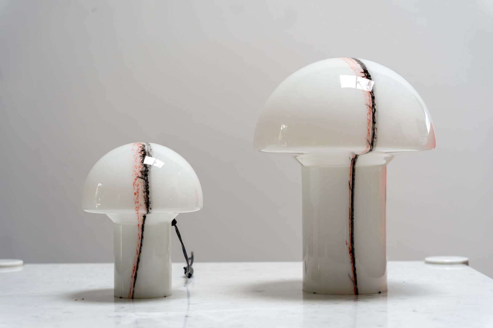Pair Of 'Lido' Glass Mushroom Table Lamps By Peill & Putzler, Germany, 1970s photo buy
