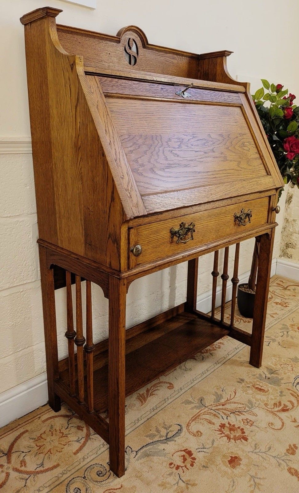 Art Nouveau Solid Oak Golden Oak Bureau photo furniture