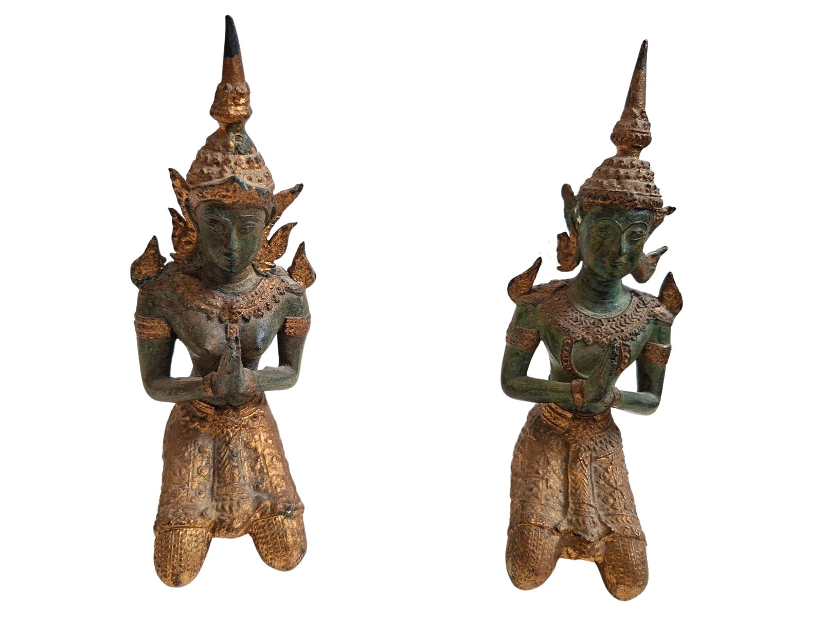 Coppia Di Statue Thepphanom In Bronzo – Angeli Guardiani Tailandesi – Vintage photo furniture