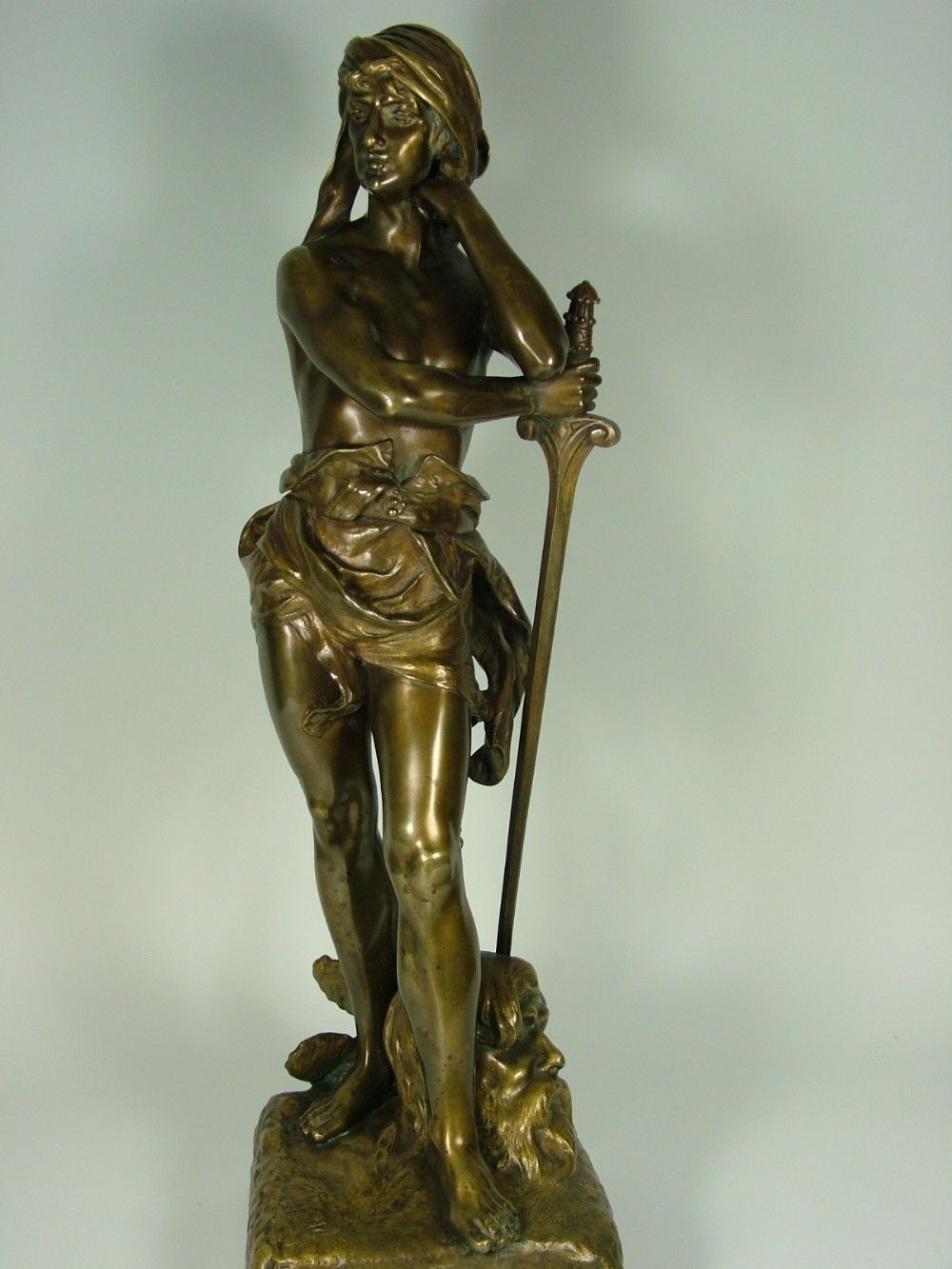 Henri Ple, French Art Nouveau Bronze Study Of David And Goliath C1890 photo furniture