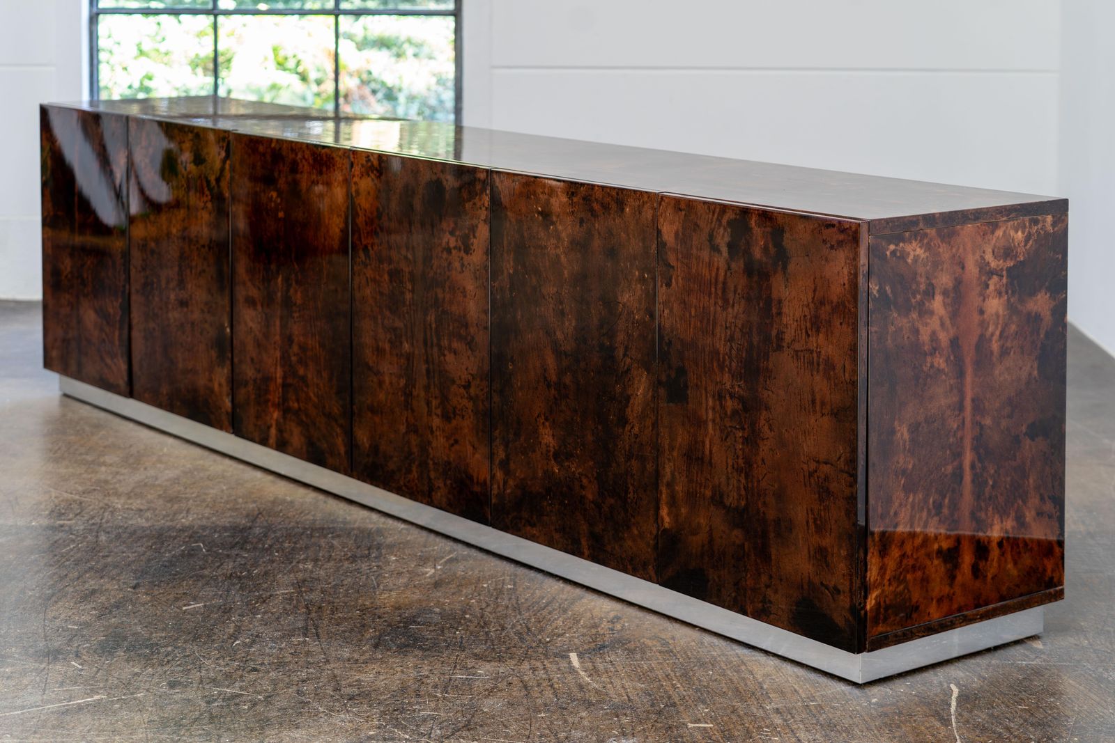 Large Sideboard Made Of Goatskin Leather By Aldo Tura, Italy, 1970s photo for sale