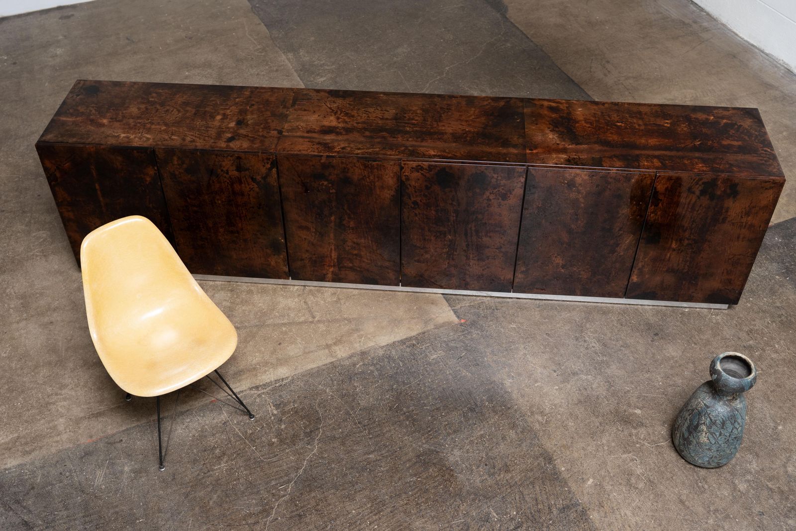 Large Sideboard Made Of Goatskin Leather By Aldo Tura, Italy, 1970s photo buy