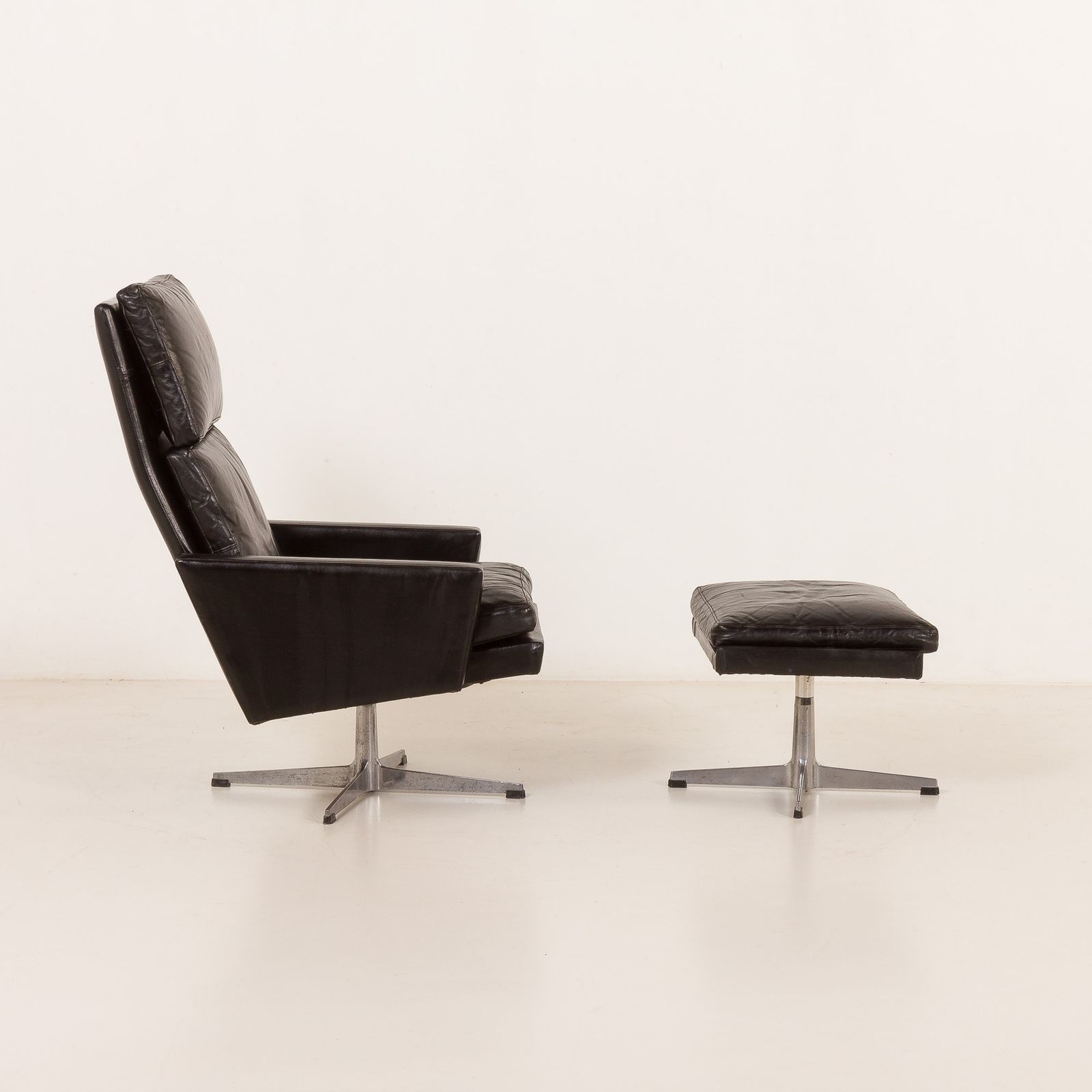Danish Vintage Lounge Chair With Footstool, 1970s photo for sale