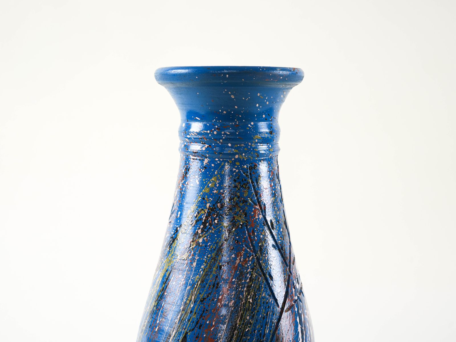 Blauwe keramische vaas, Deens design, jaren 1970, gemaakt in Denemarken photo Woonaccessoires