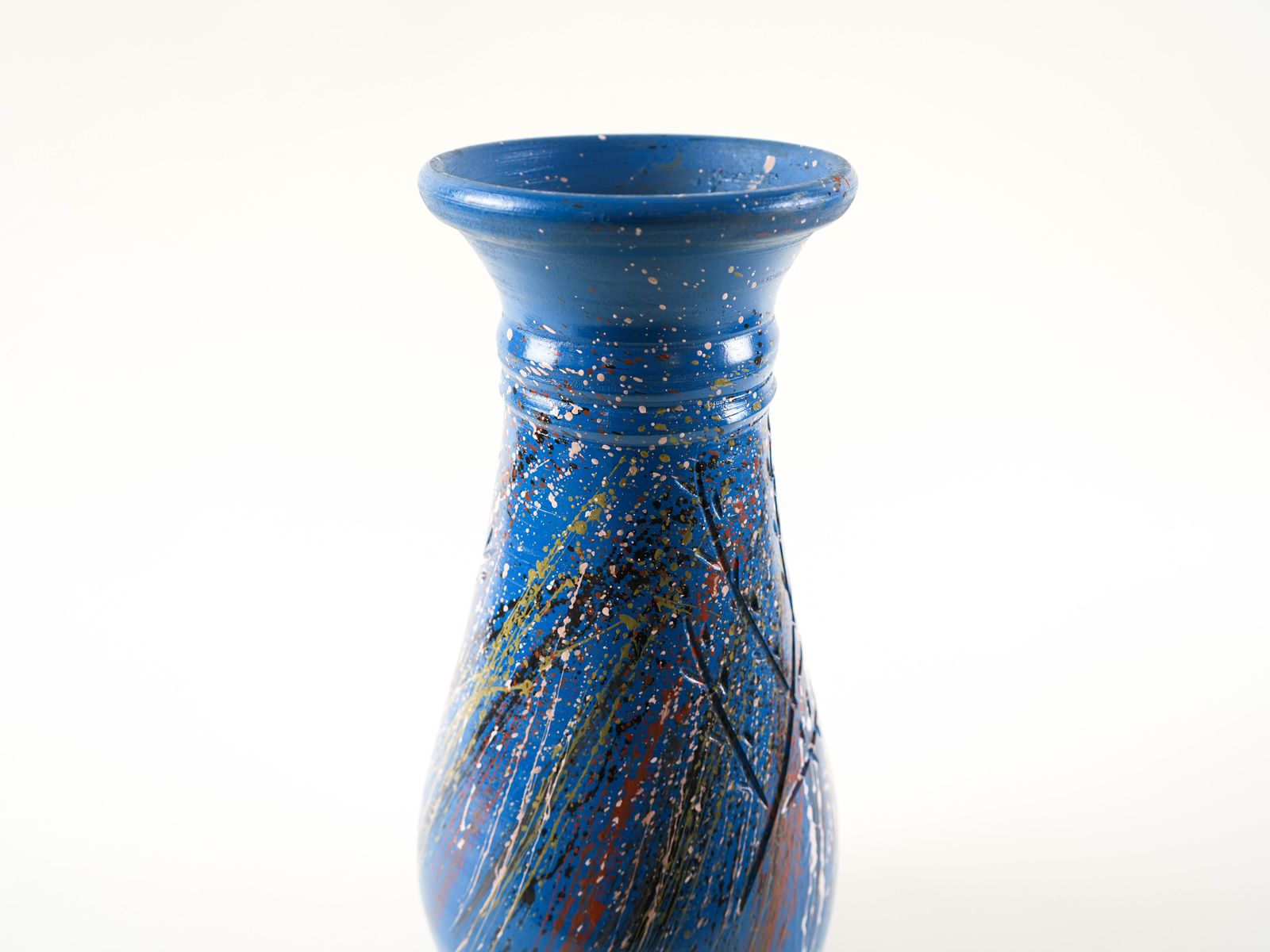 Blauwe keramische vaas, Deens design, jaren 1970, gemaakt in Denemarken photo 359.0