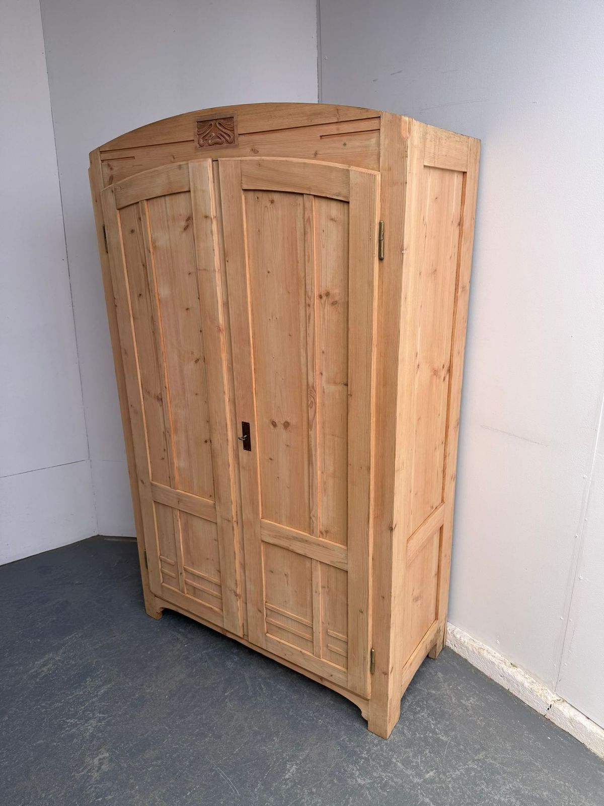 A Top Quality Pine Art Nouveau Cupboard To Paint / Wax