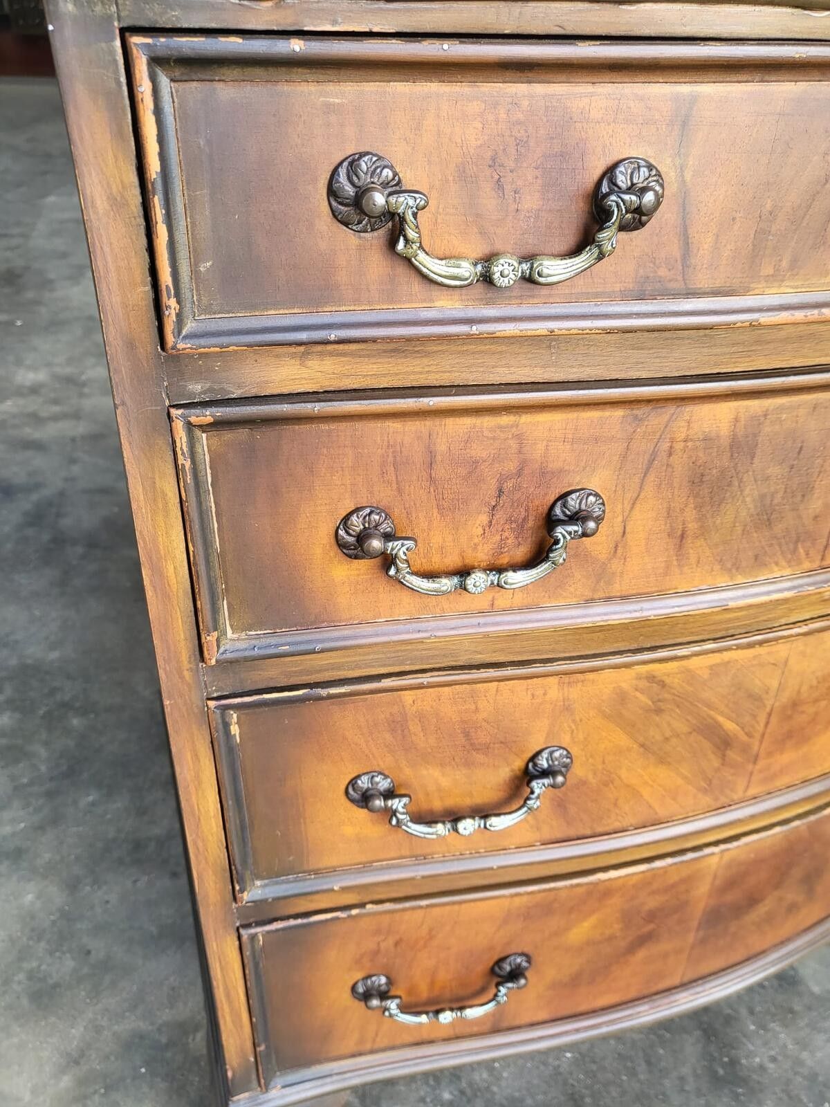 Antique Repro Serpentine Small Chest Of Drawers Cabriole Legs photo 195.0