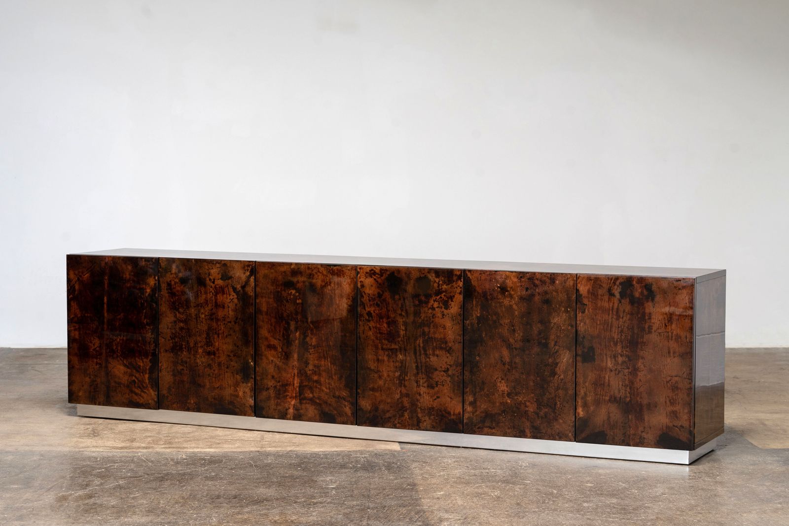 Large Sideboard Made Of Goatskin Leather By Aldo Tura, Italy, 1970s