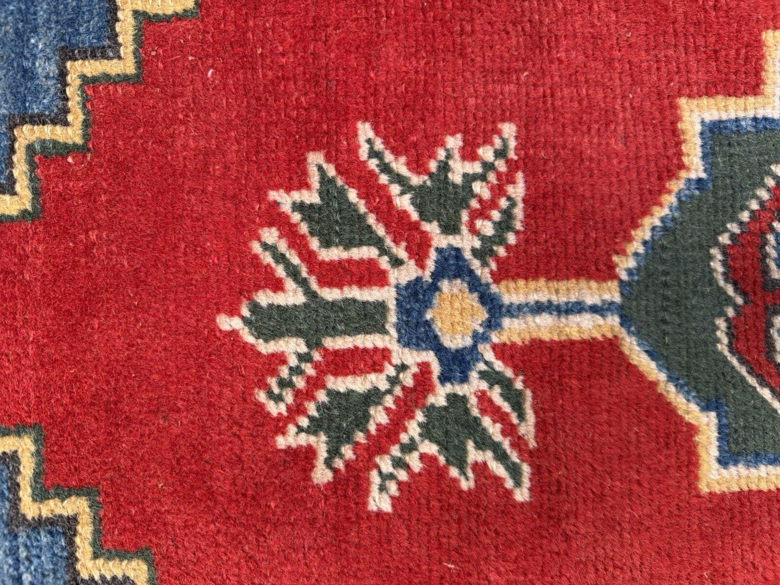 photo for sale Turkish Kazak Rug Oriental 140x97 Cm Vintage Tribal Carpet, Red And Blue