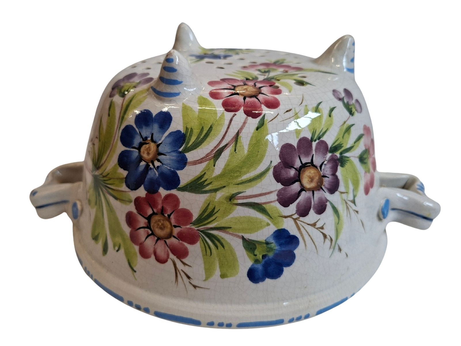 Raro Scolapasta Antico In Ceramica Di Bassano – Dipinto A Mano – 1950 photo vintage