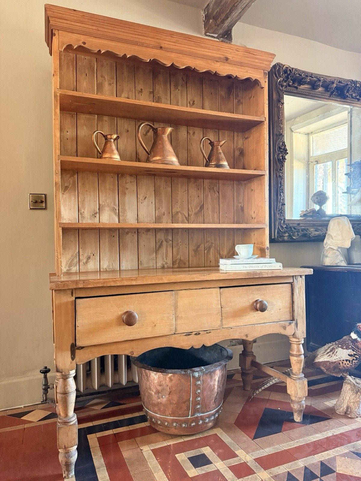 English Antique Pine Rustic Farmhouse Primitive Provincial Country Dresser 1860c photo furniture