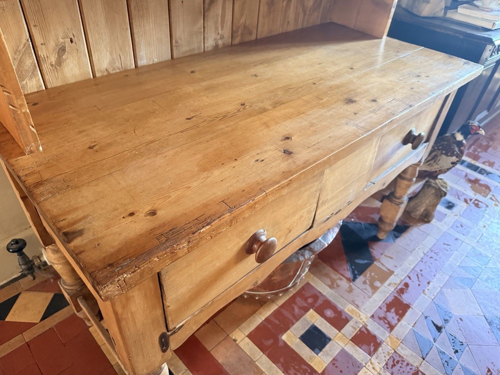 999.0 English Antique Pine Rustic Farmhouse Primitive Provincial Country Dresser 1860c photo