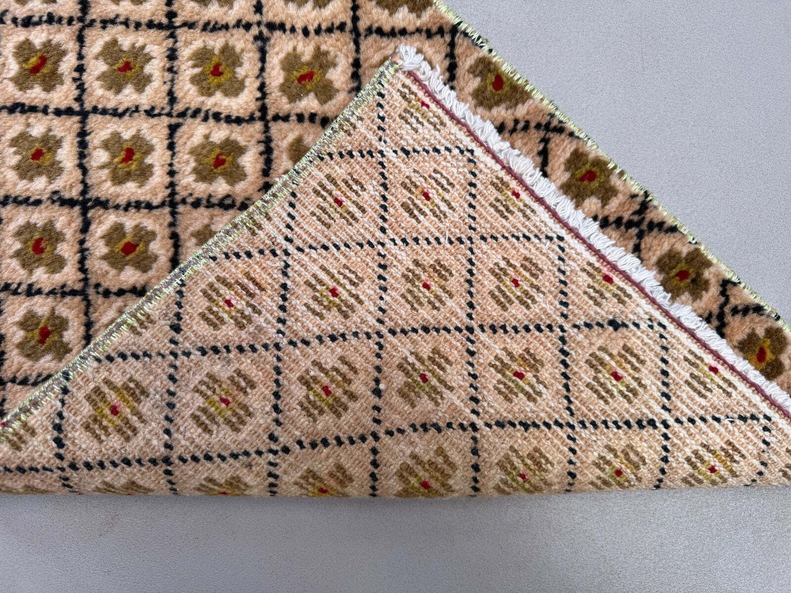 Turkish Narrow Runner 234x46 Cm Wool Vintage Hallway Rug, Beige 2533 photo buy