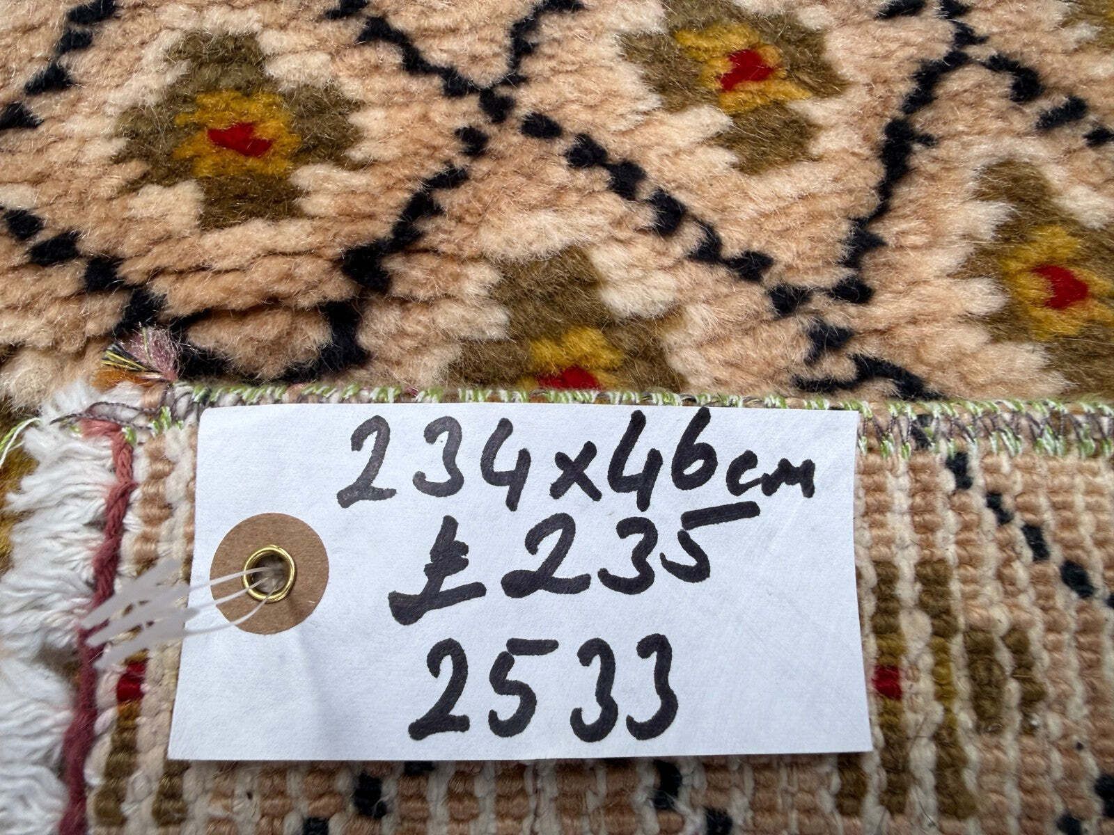 photo furniture Turkish Narrow Runner 234x46 Cm Wool Vintage Hallway Rug, Beige 2533