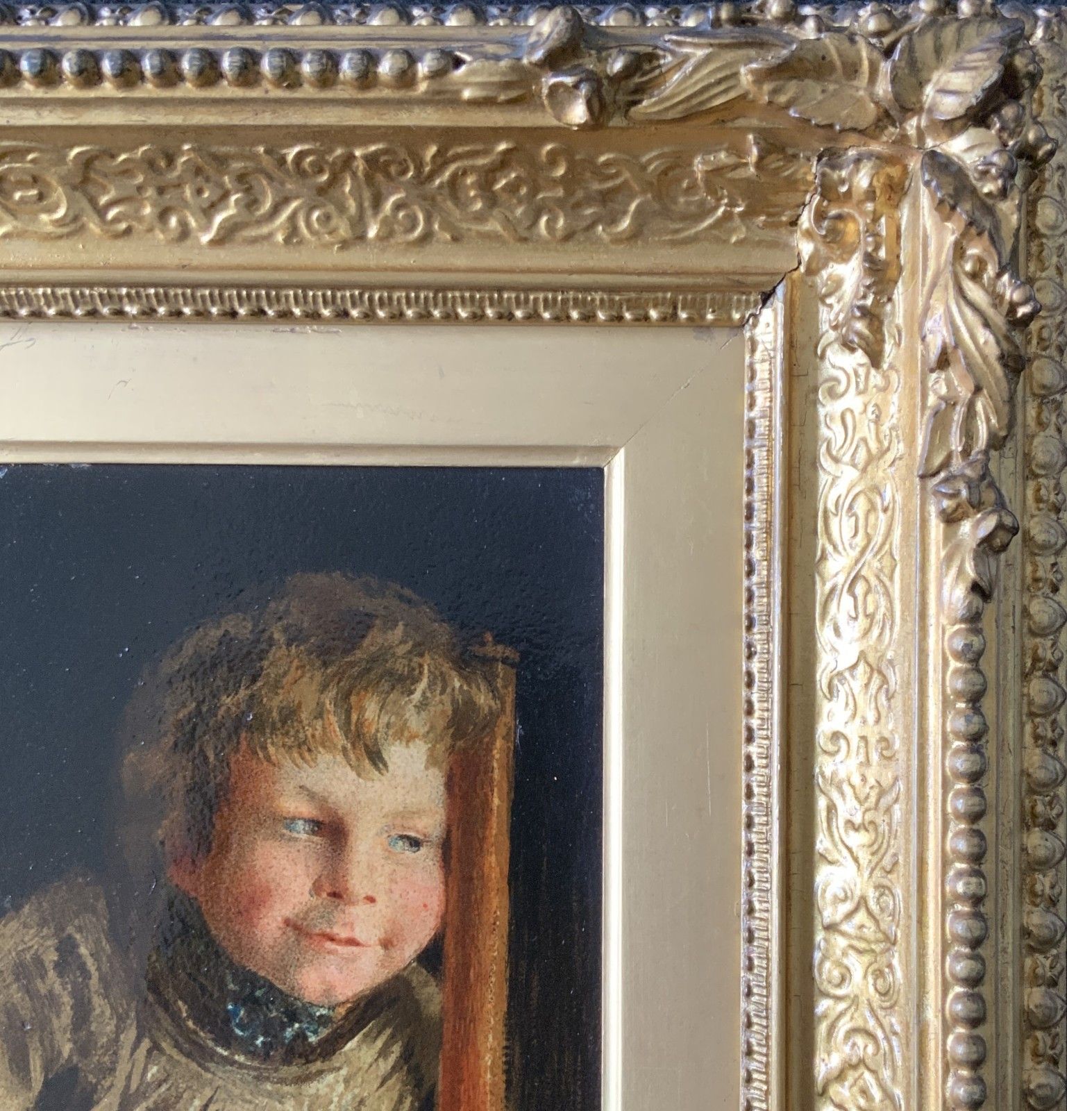 Beautiful 19th Century Victorian Gilt Framed Portrait Oleograph Picture photo vintage