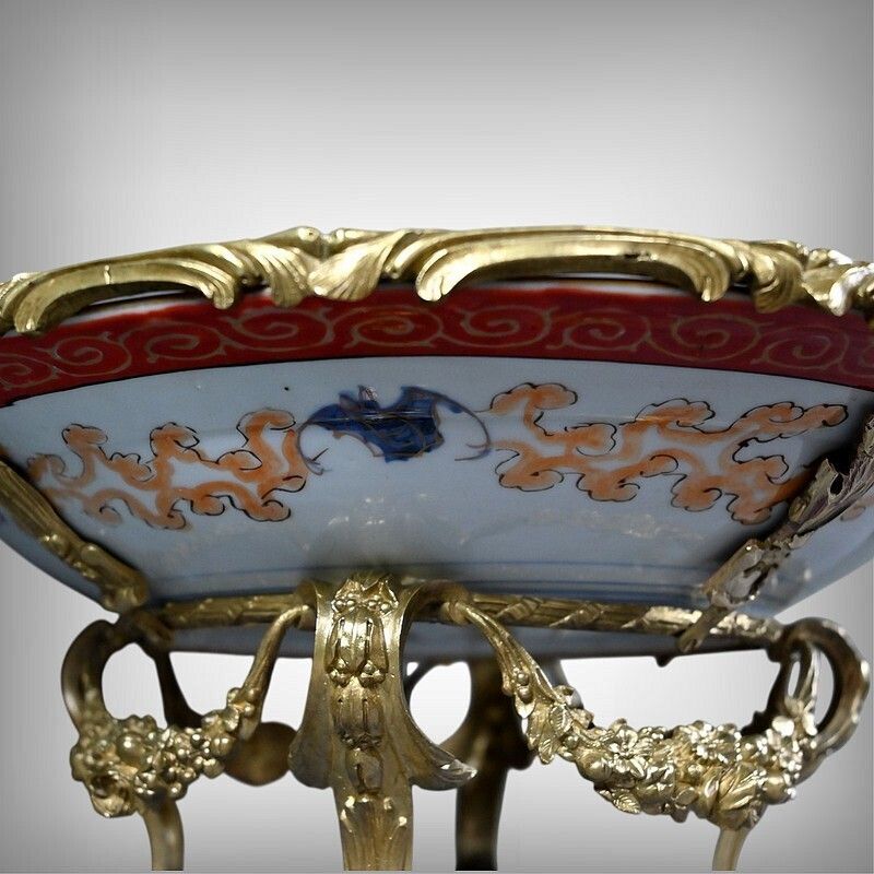 Large Imari Porcelain Bowl With Bronze Mount, Japan – Late 19th Century photo furniture