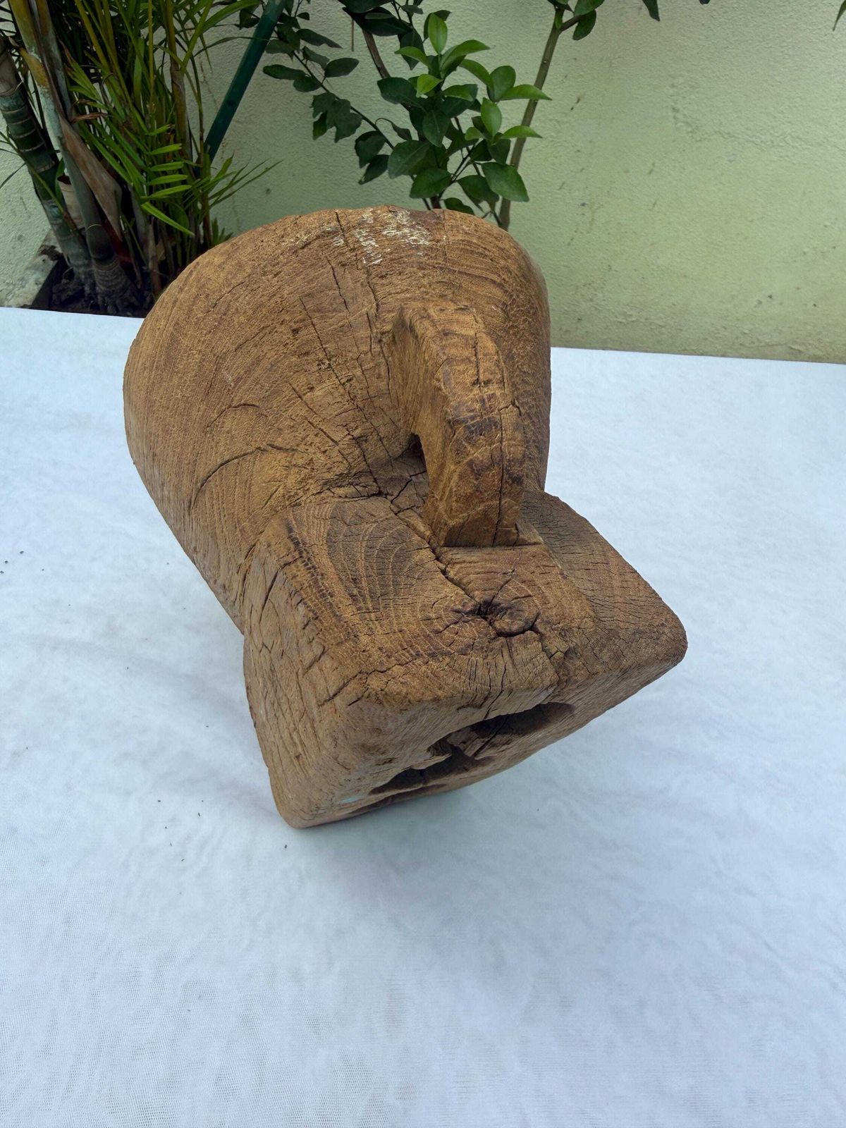 photo furniture Antique Indian Seed Sower Candle Holder | Hand Carved Teak Wabi Sabi Stand