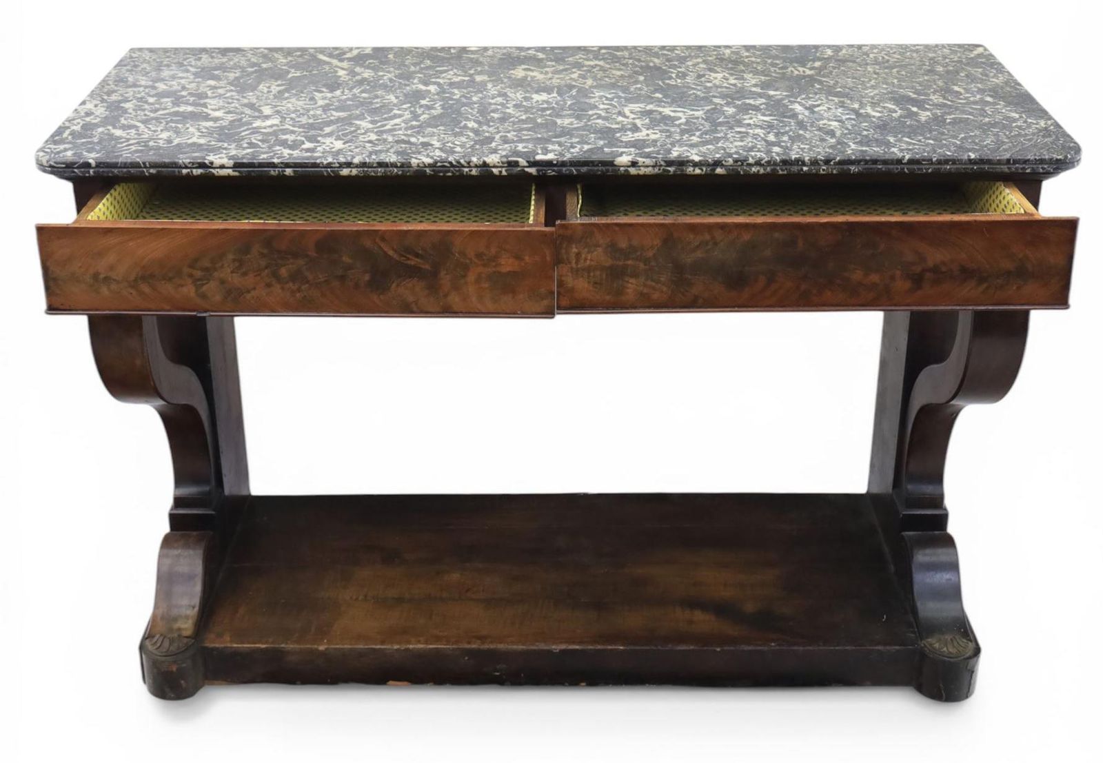Fine Napoleon I Period French Mahogany Console Table With Variegated Marble Top photo 2497.0