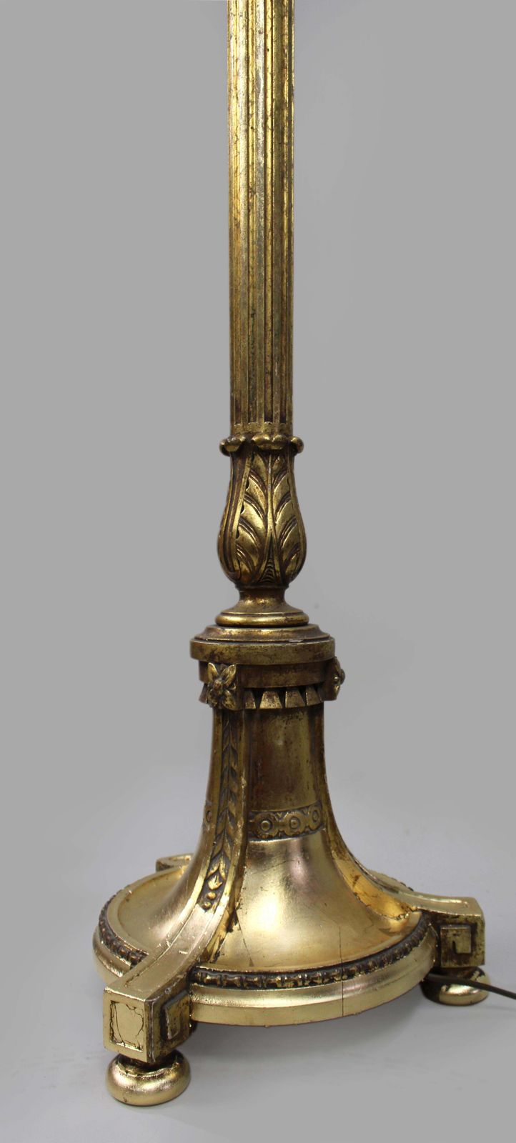 Carved Vintage Giltwood Standard Floor Lamp With Silk Shade photo vintage