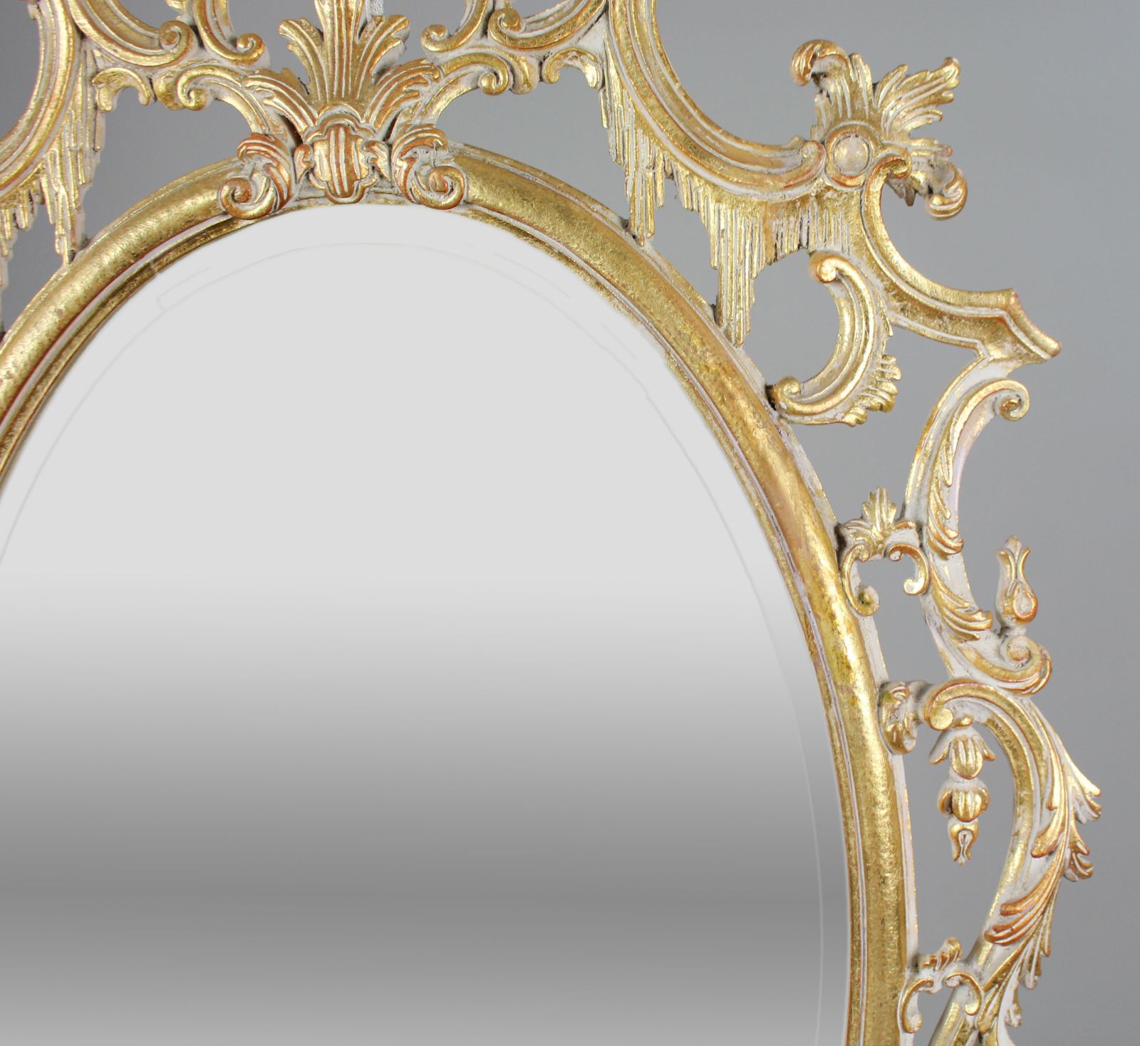Large Italian Rococo Style Carved Giltwood Oval Wall Mirror, Florentine, 20th Ce photo for sale