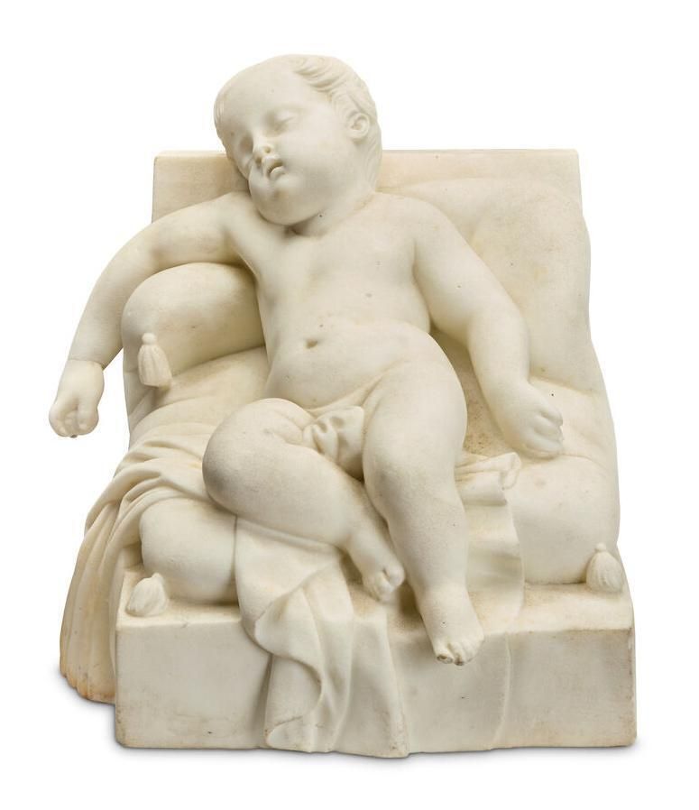 19th Century Italian Carrara Marble Sculpture Of Sleeping Putto photo 1886.0