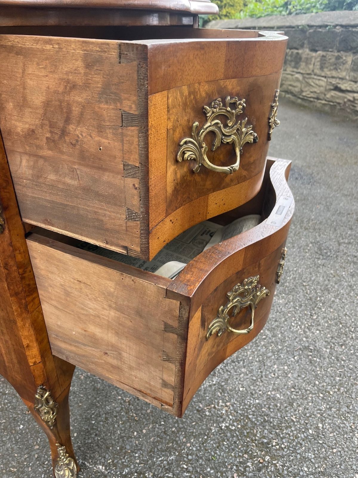 Antique Serpentine Burr Walnut Chest Of Drawers photo Furniture