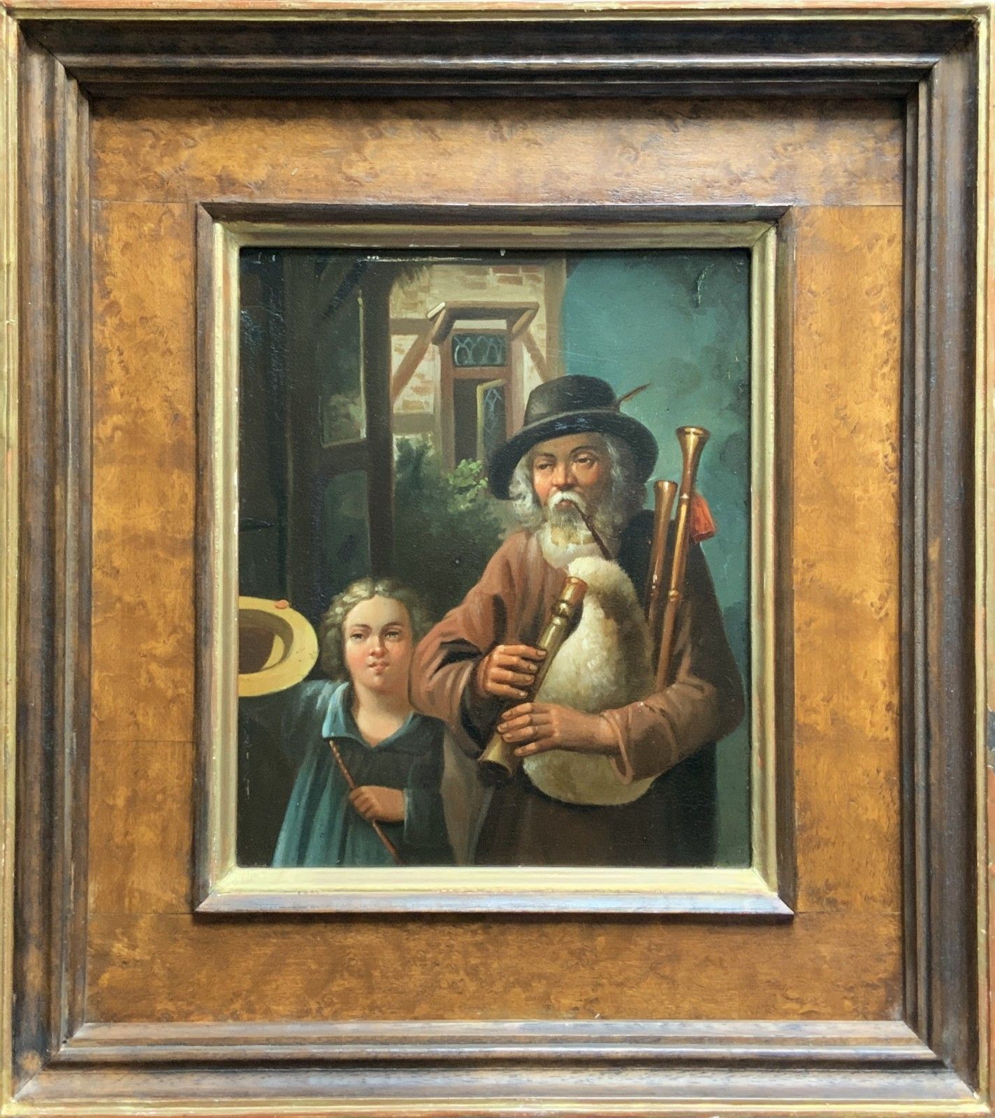 Antique Dutch Oil Painting Musician In The Manner Of David Teniers (1610 1690)