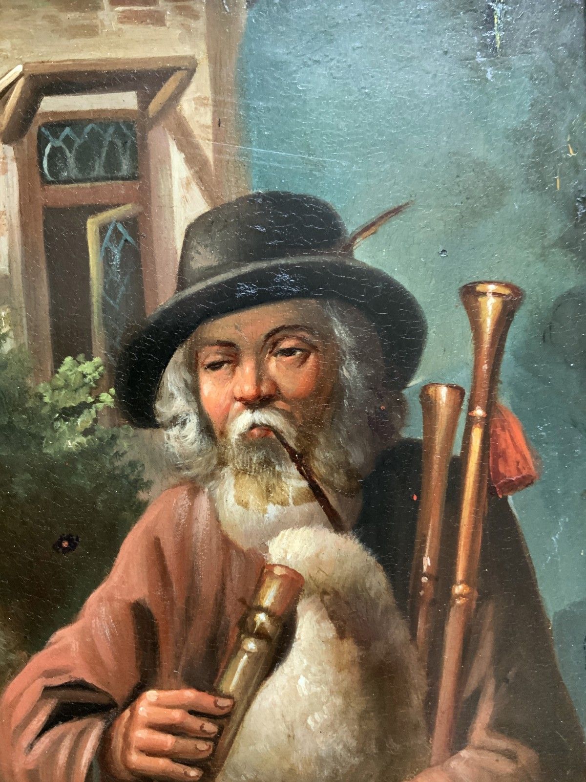Antique Dutch Oil Painting Musician In The Manner Of David Teniers (1610 1690) photo buy