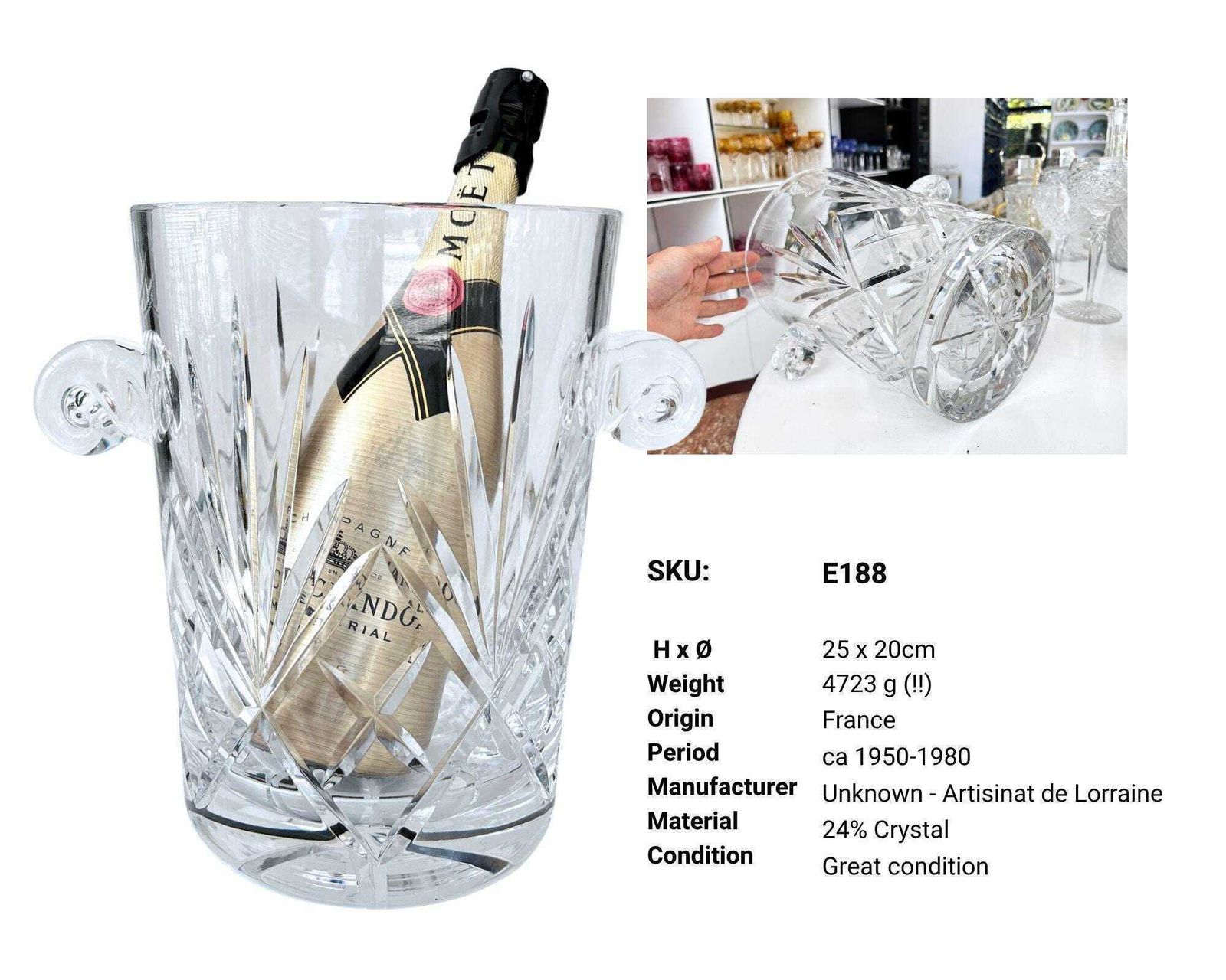 Seau à champagne, seau à glace, Artisinat De Lorraine photo for sale